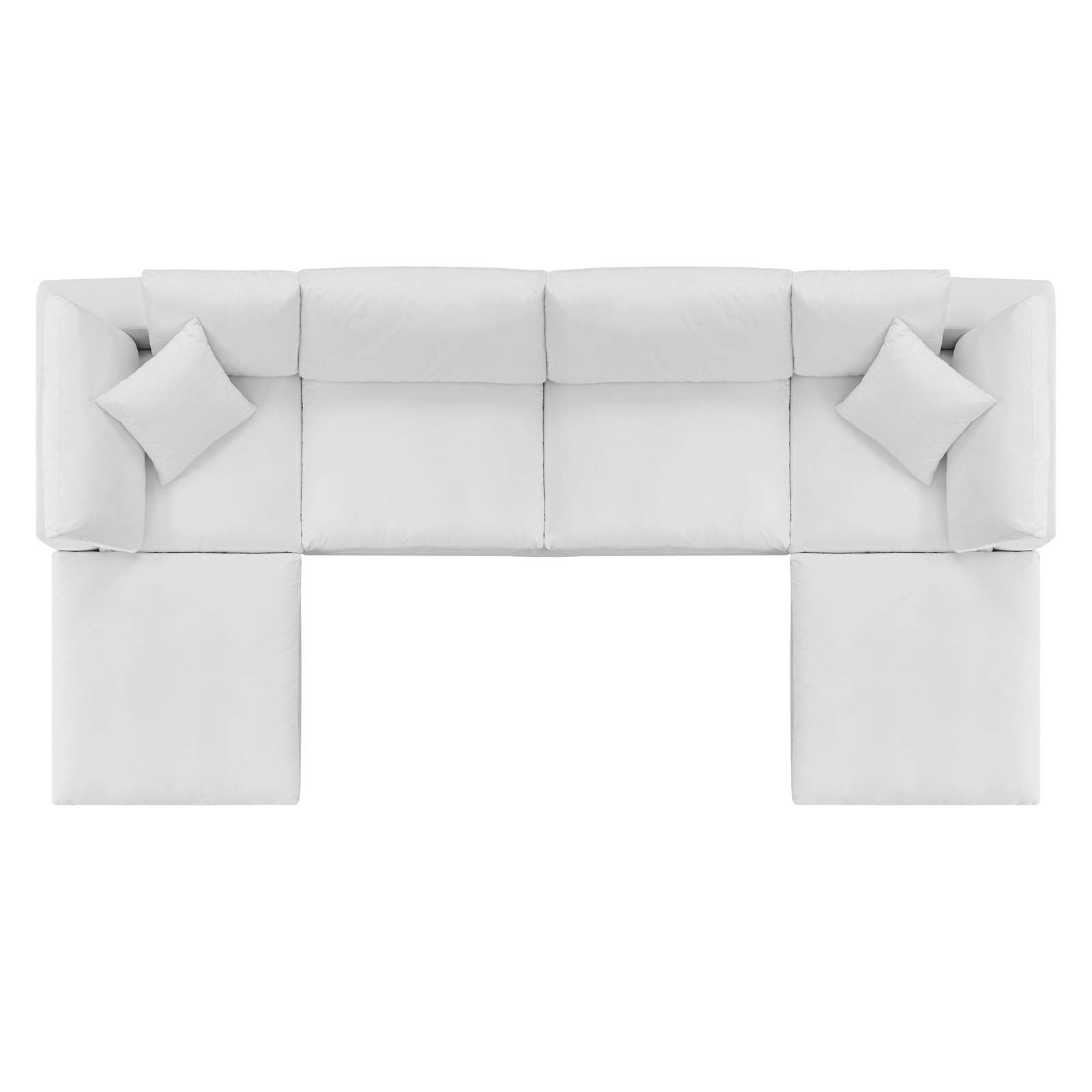 Modway Sectional Sofas - Commix Down Filled Overstuffed Performance Velvet 35 " H 6-Piece Sectional Sofa White
