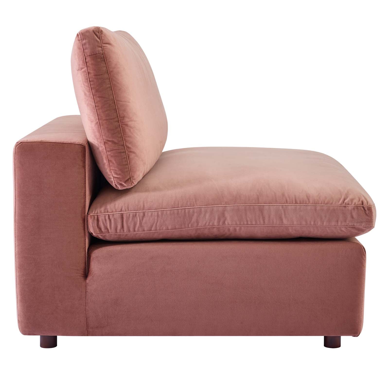 Modway Sectional Sofas - Commix Down Filled Overstuffed Performance Velvet 35 " H 5-Piece Sectional Sofa Dusty Rose