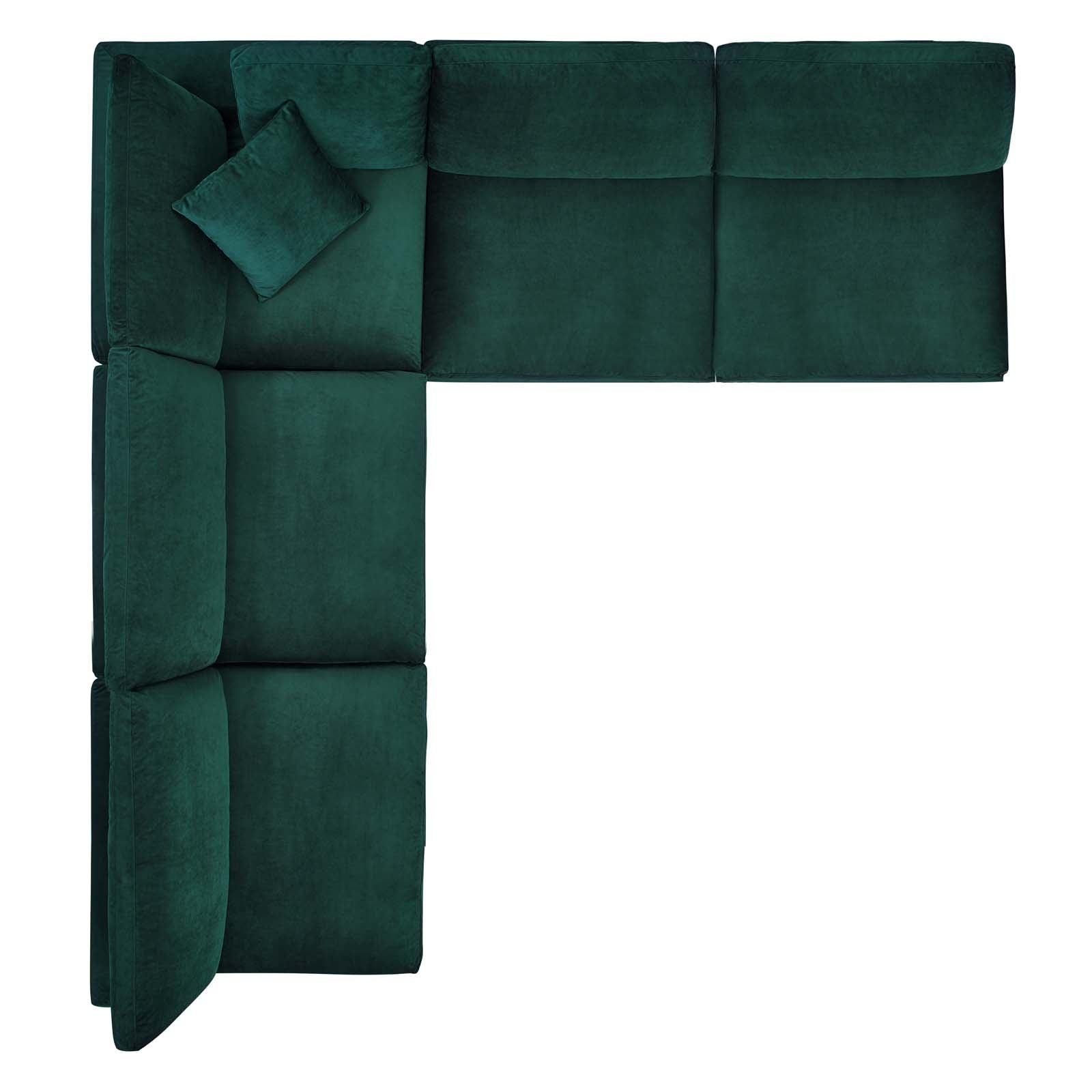 Modway Sectional Sofas - Commix Down Filled Overstuffed Performance Velvet 5-Piece Sectional Sofa Green