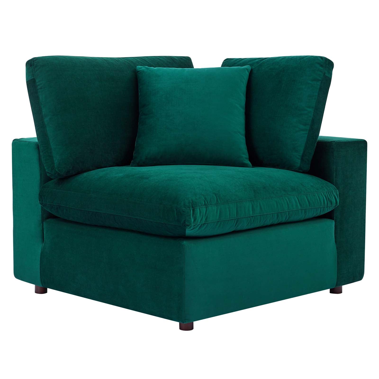 Modway Sectional Sofas - Commix Down Filled Overstuffed Performance Velvet 5-Piece Sectional Sofa Green
