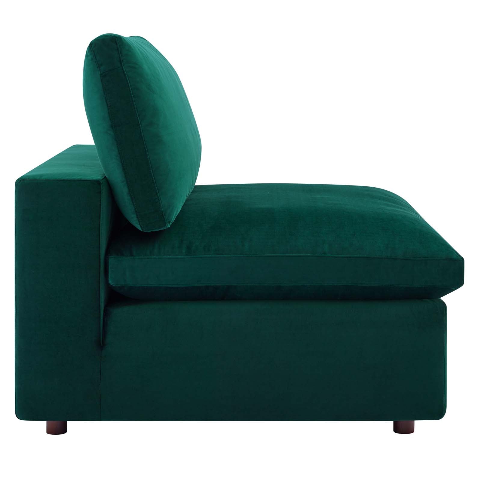 Modway Sectional Sofas - Commix Down Filled Overstuffed Performance Velvet 5-Piece Sectional Sofa Green