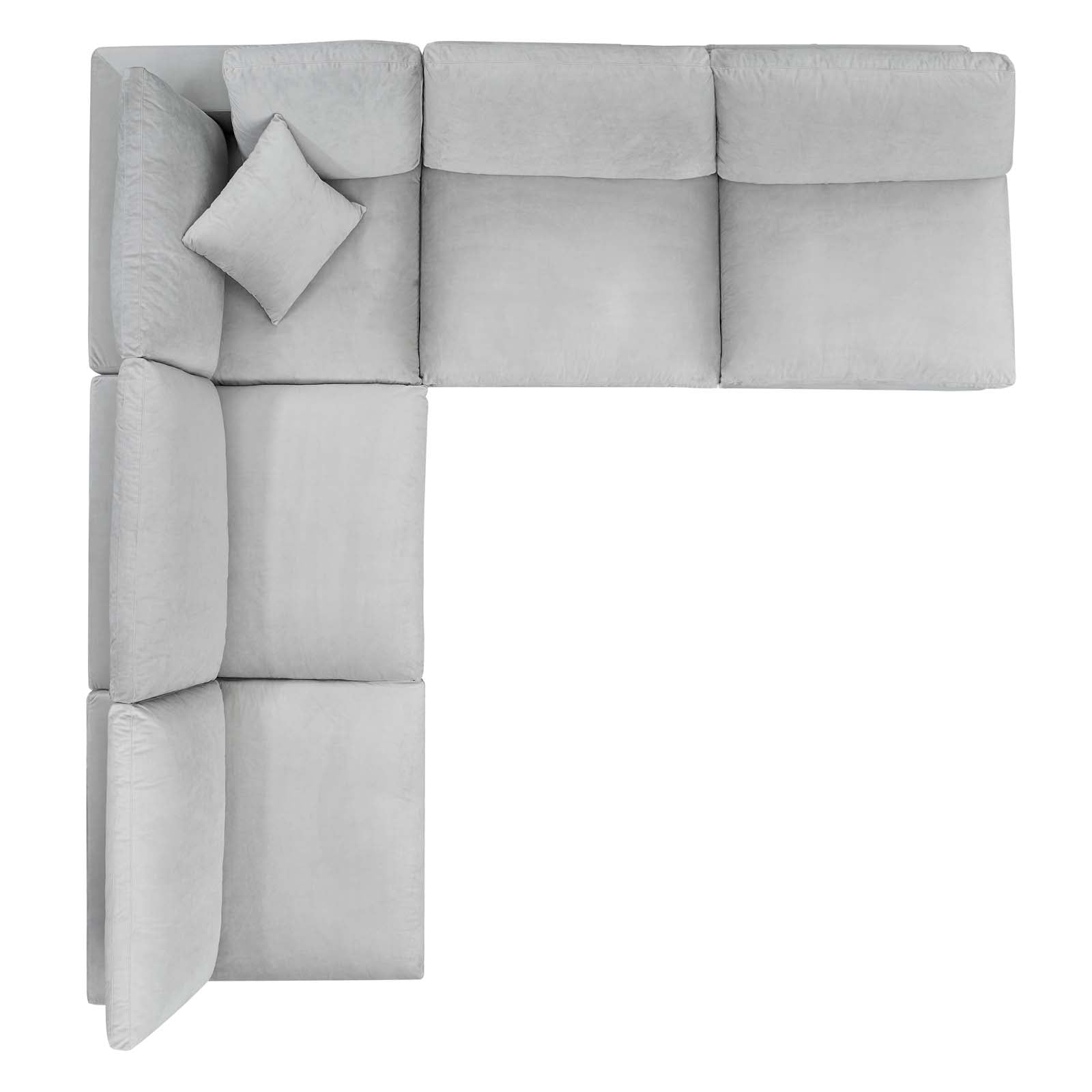 Modway Sectional Sofas - Commix-Down-Filled-Overstuffed-Performance-Velvet-5-Piece-Sectional-Sofa-Light-Gray