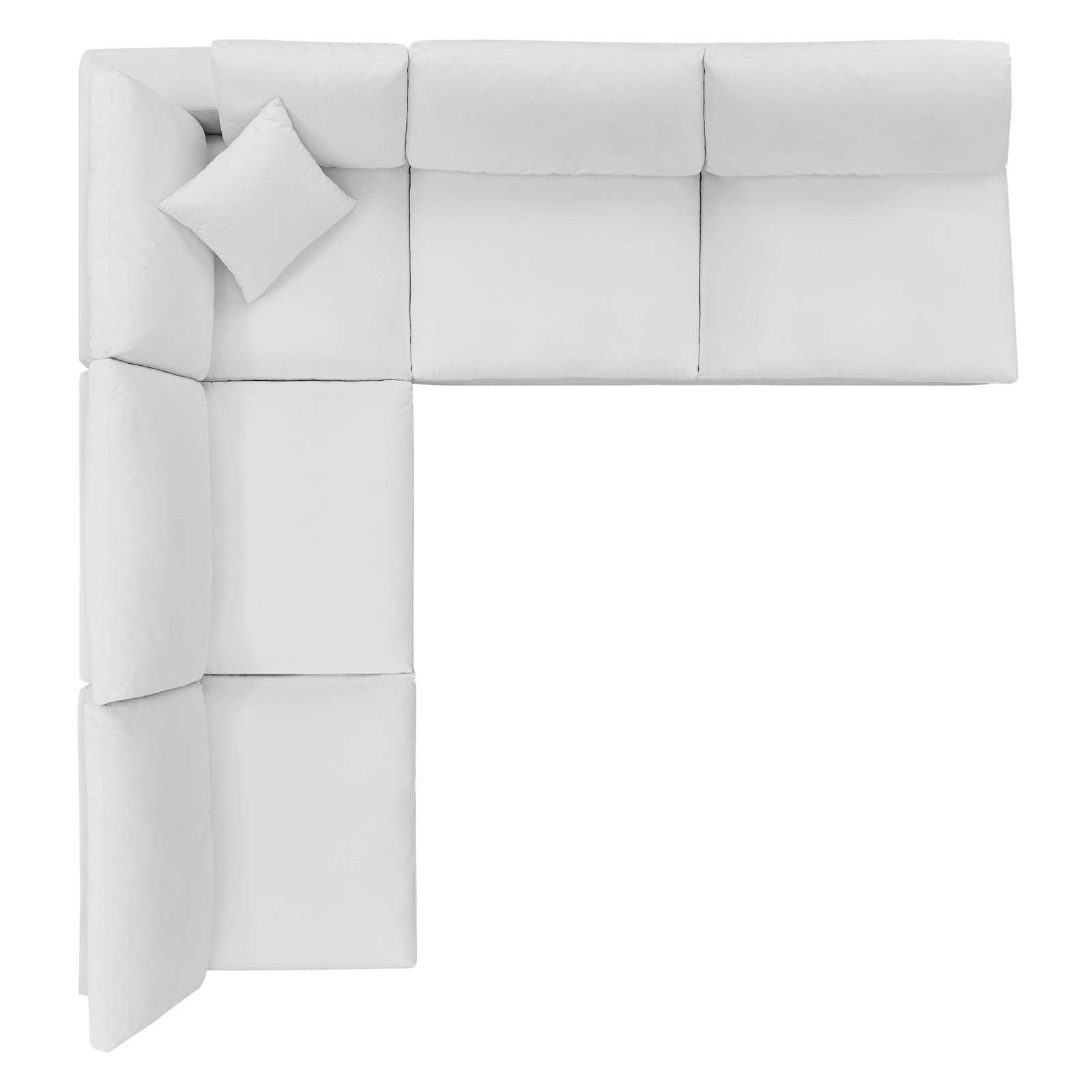 Modway Sectional Sofas - Commix Down Filled Overstuffed Performance Velvet 5-Piece 35 " H Sectional Sofa White