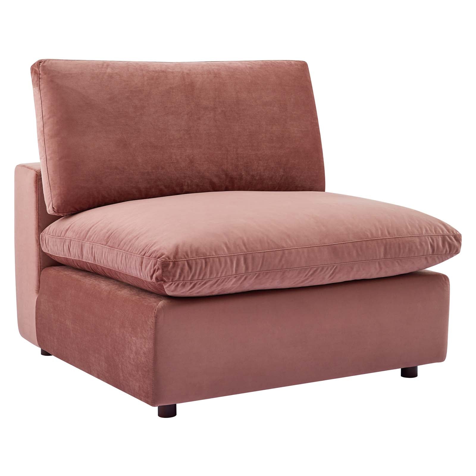 Modway Sectional Sofas - Commix Down Filled Overstuffed Performance Velvet 5-Piece Sectional Sofa Dusty Rose
