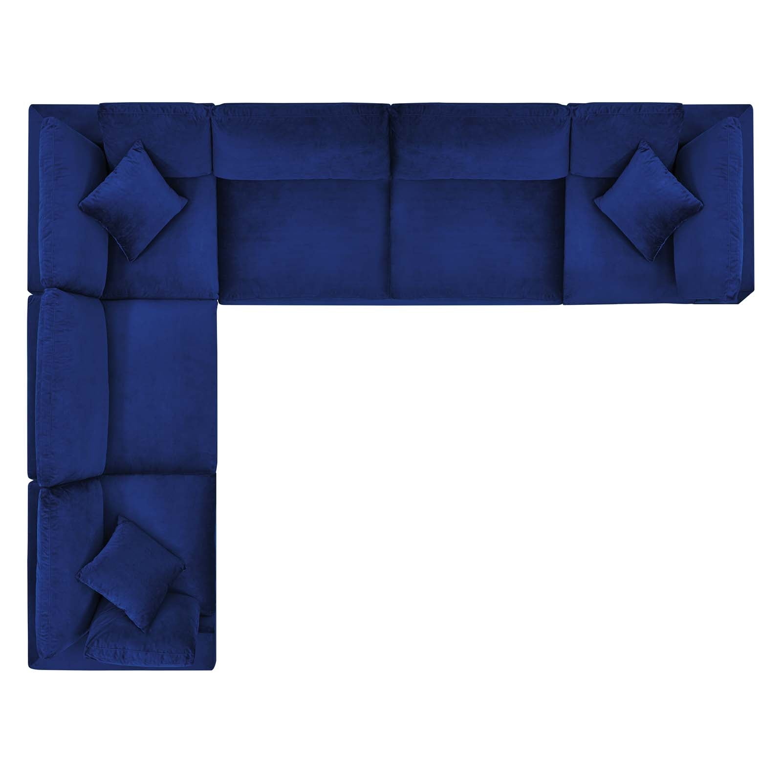 Modway Sectional Sofas - Commix Down Filled Overstuffed Performance Velvet 6-Piece Sectional Sofa Navy