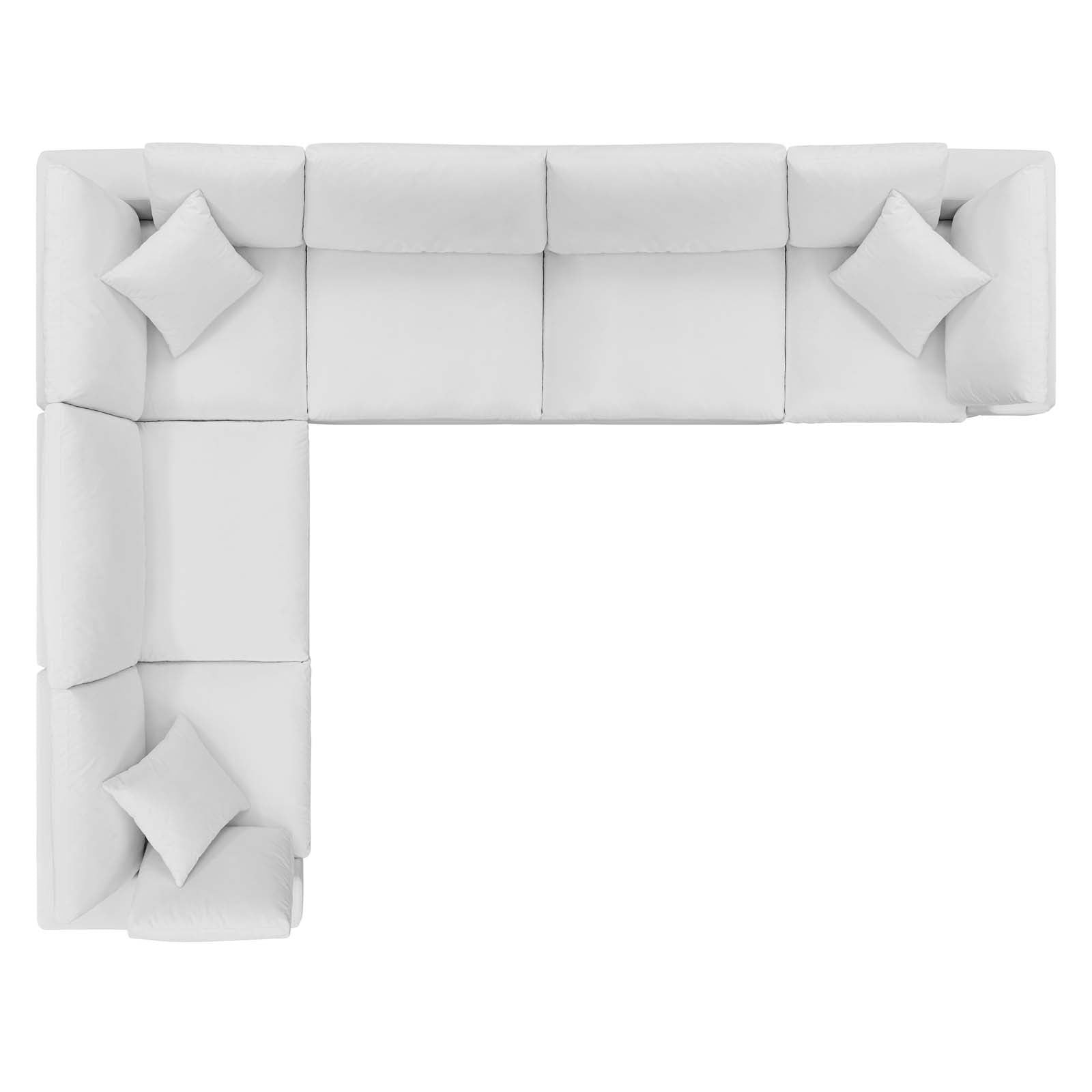 Modway Sectional Sofas - Commix Down Filled Overstuffed Performance Velvet 6-Piece Sectional Sofa White