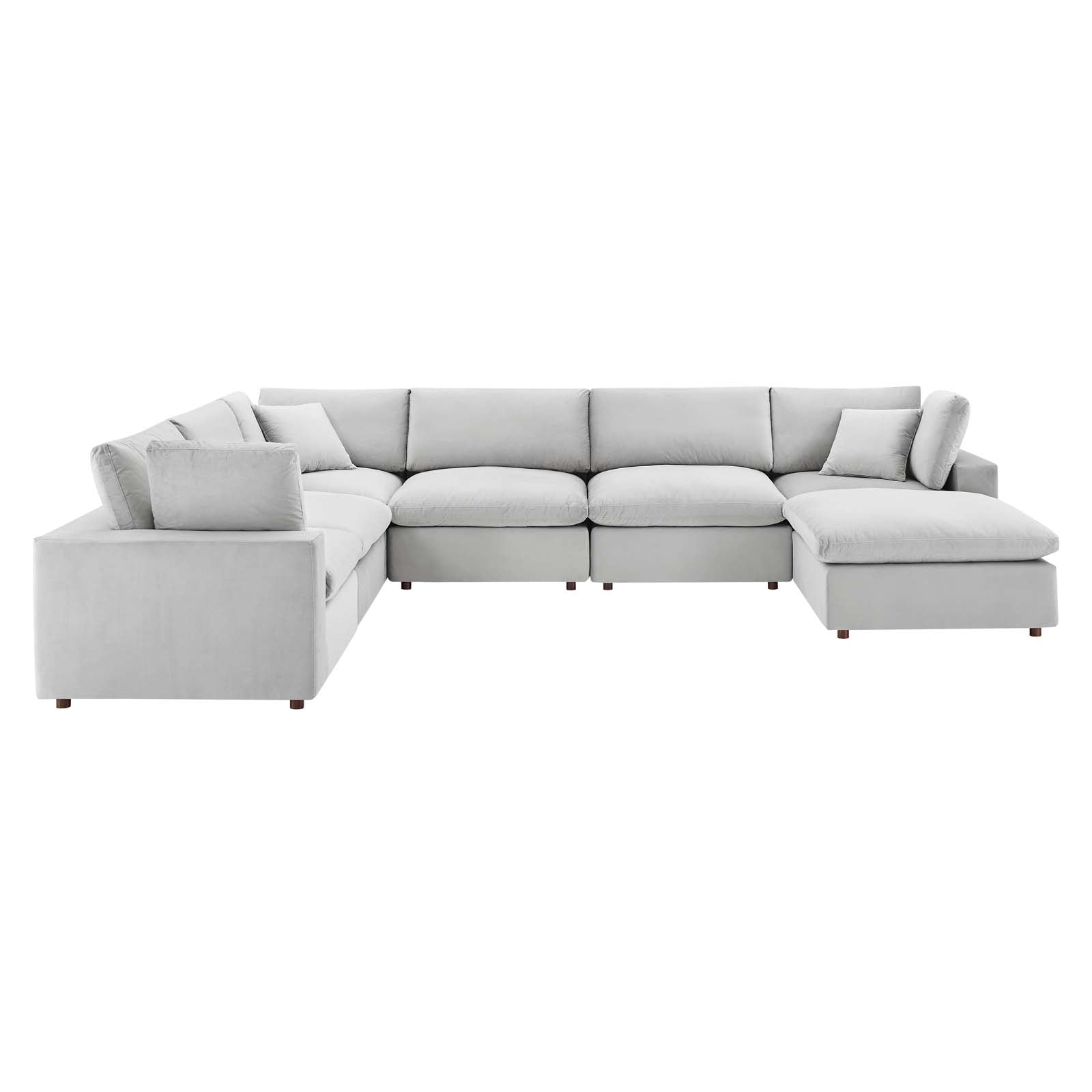 Modway Sectional Sofas - Commix Down Filled Overstuffed Performance Velvet 7 Piece Sectional Sofa Light Gray
