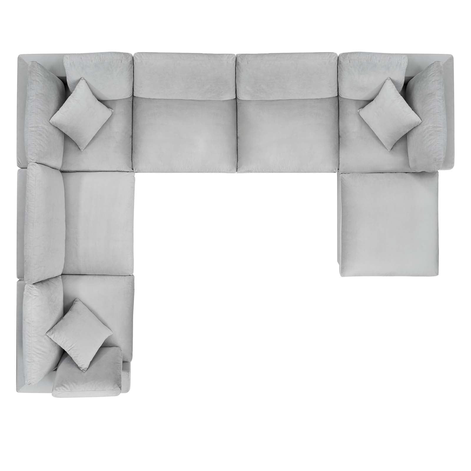 Modway Sectional Sofas - Commix Down Filled Overstuffed Performance Velvet 7 Piece Sectional Sofa Light Gray