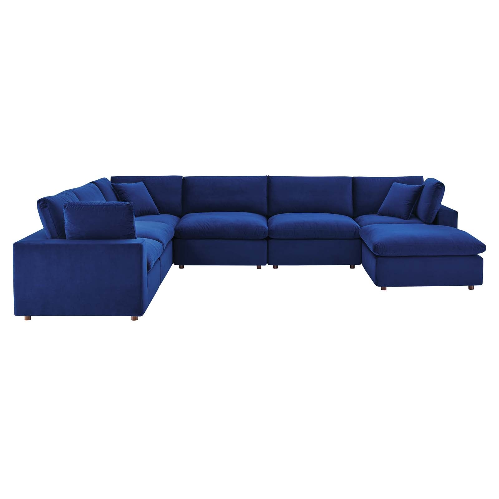 Modway Sectional Sofas - Commix Down Filled Overstuffed Performance Velvet 7-Piece Sectional Sofa Navy