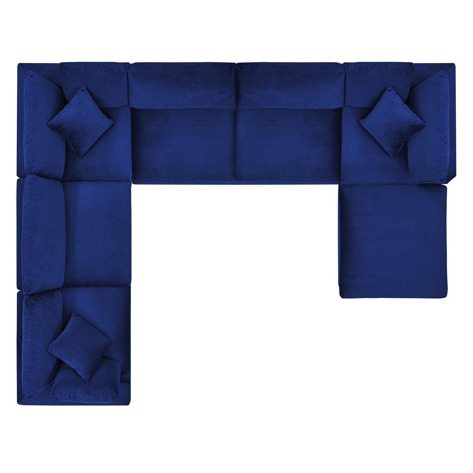 Modway Sectional Sofas - Commix Down Filled Overstuffed Performance Velvet 7-Piece Sectional Sofa Navy
