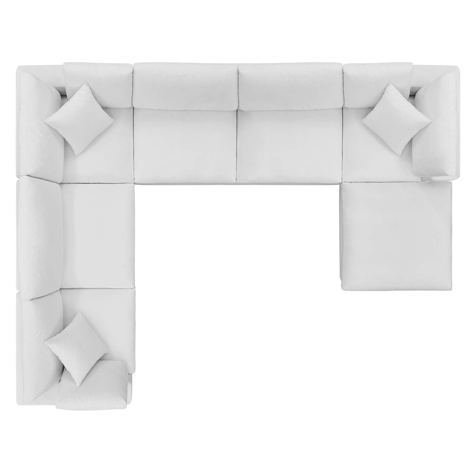 Modway Sectional Sofas - Commix Down Filled Overstuffed Performance Velvet 7-Piece Sectional Sofa White