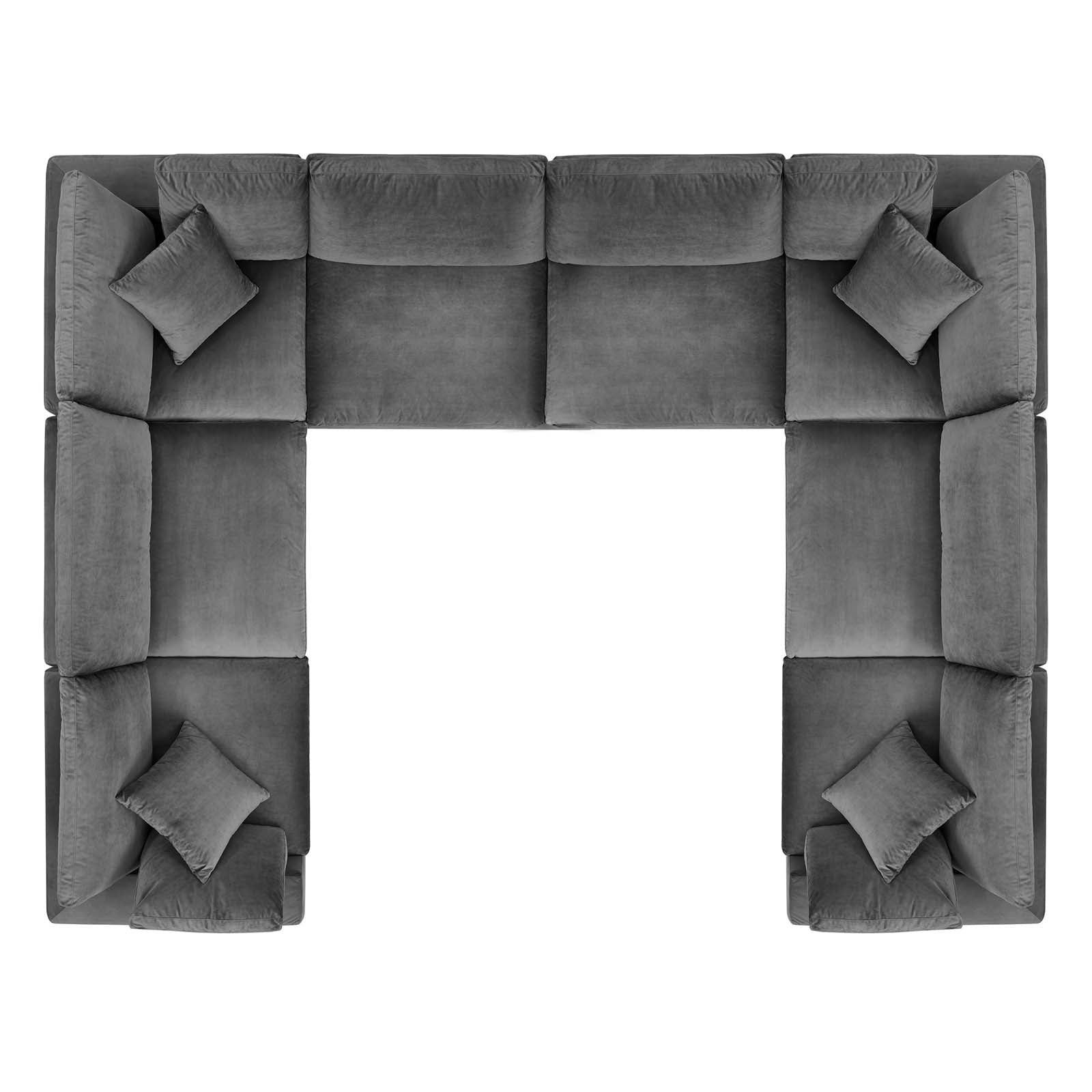 Modway Sectional Sofas - Commix Down Filled Overstuffed Performance Velvet 8-Piece Sectional Sofa Gray