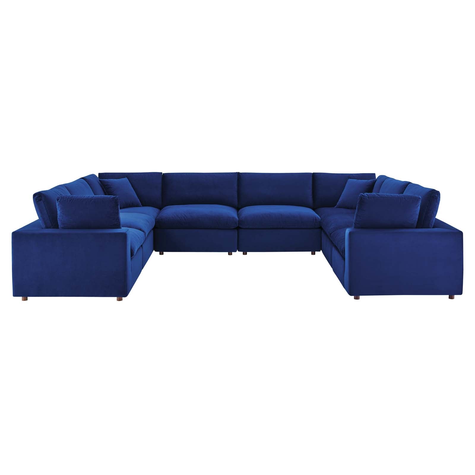 Modway Sectional Sofas - Commix Down Filled Overstuffed Performance Velvet 8-Piece Sectional Sofa Navy