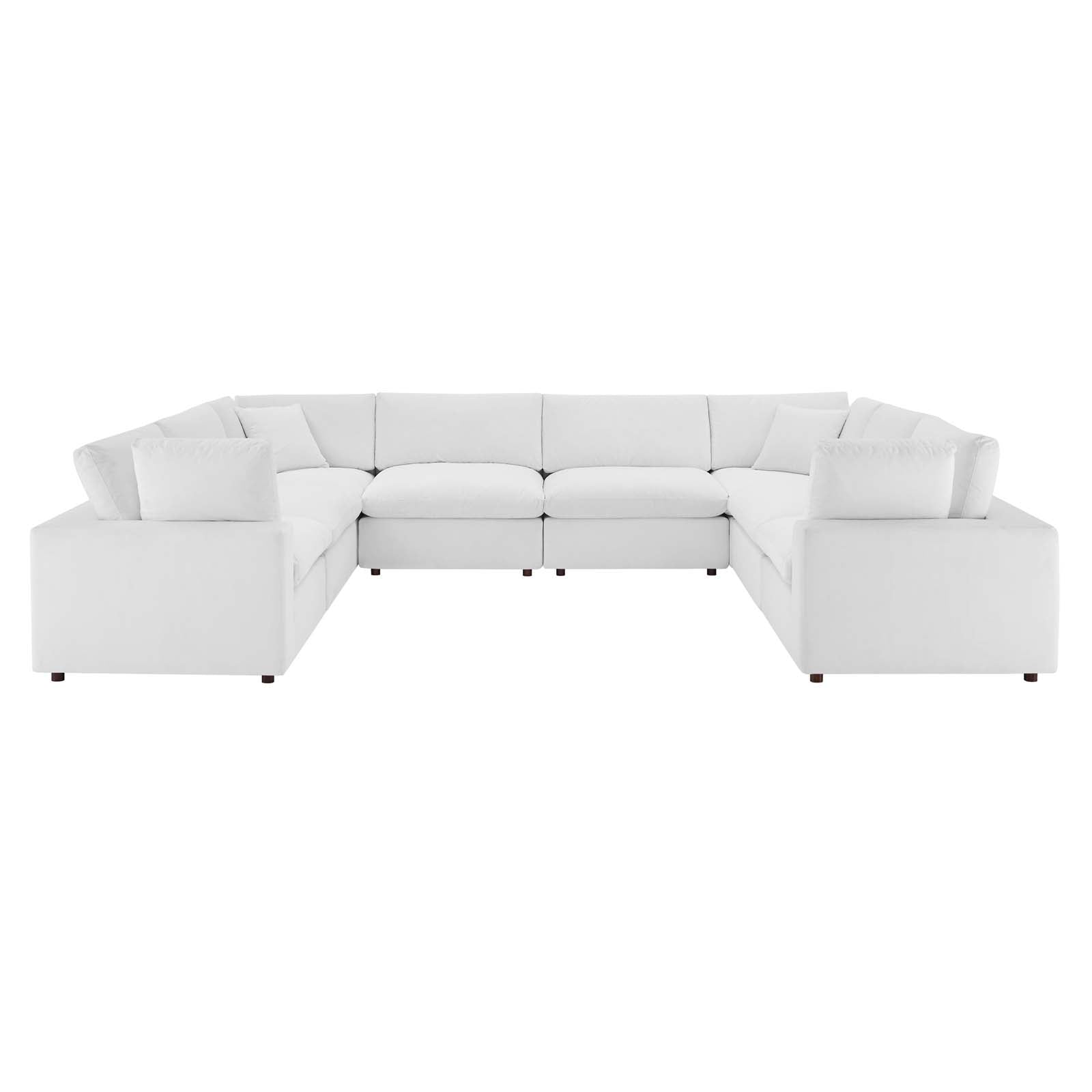 Modway Sectional Sofas - Commix Down Filled Overstuffed Performance Velvet 8-Piece Sectional Sofa White