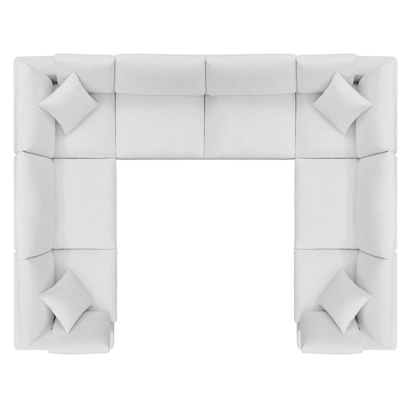 Modway Sectional Sofas - Commix Down Filled Overstuffed Performance Velvet 8-Piece Sectional Sofa White