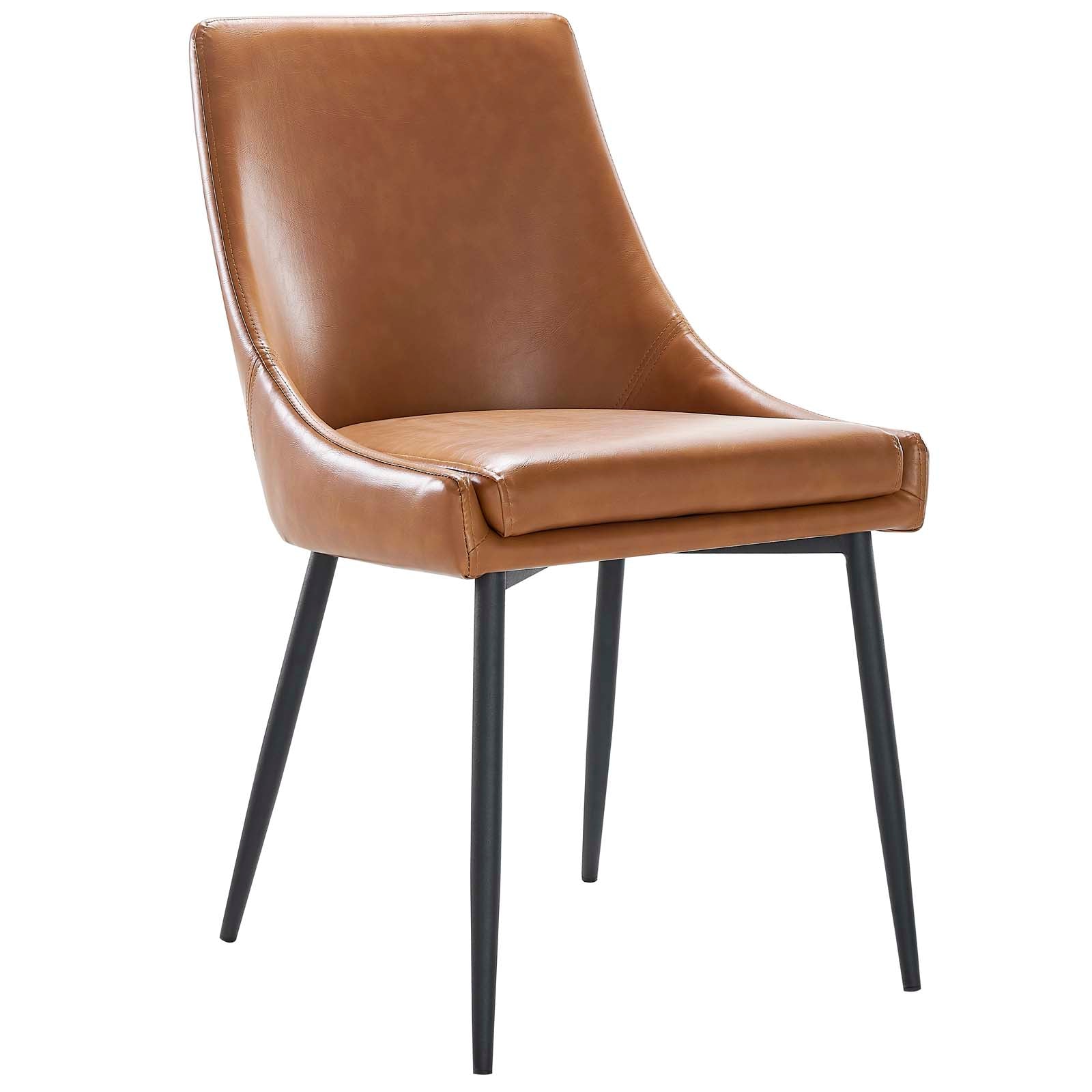 Modway Dining Chairs - Viscount Vegan Leather Dining Chairs - Set Of 2 Black Tan