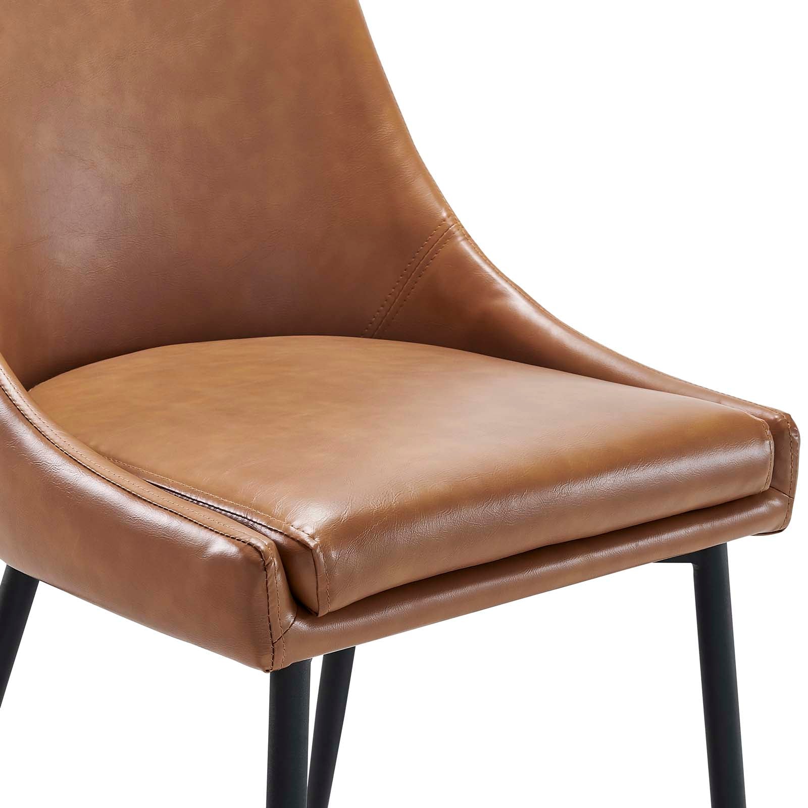 Modway Dining Chairs - Viscount Vegan Leather Dining Chairs - Set Of 2 Black Tan