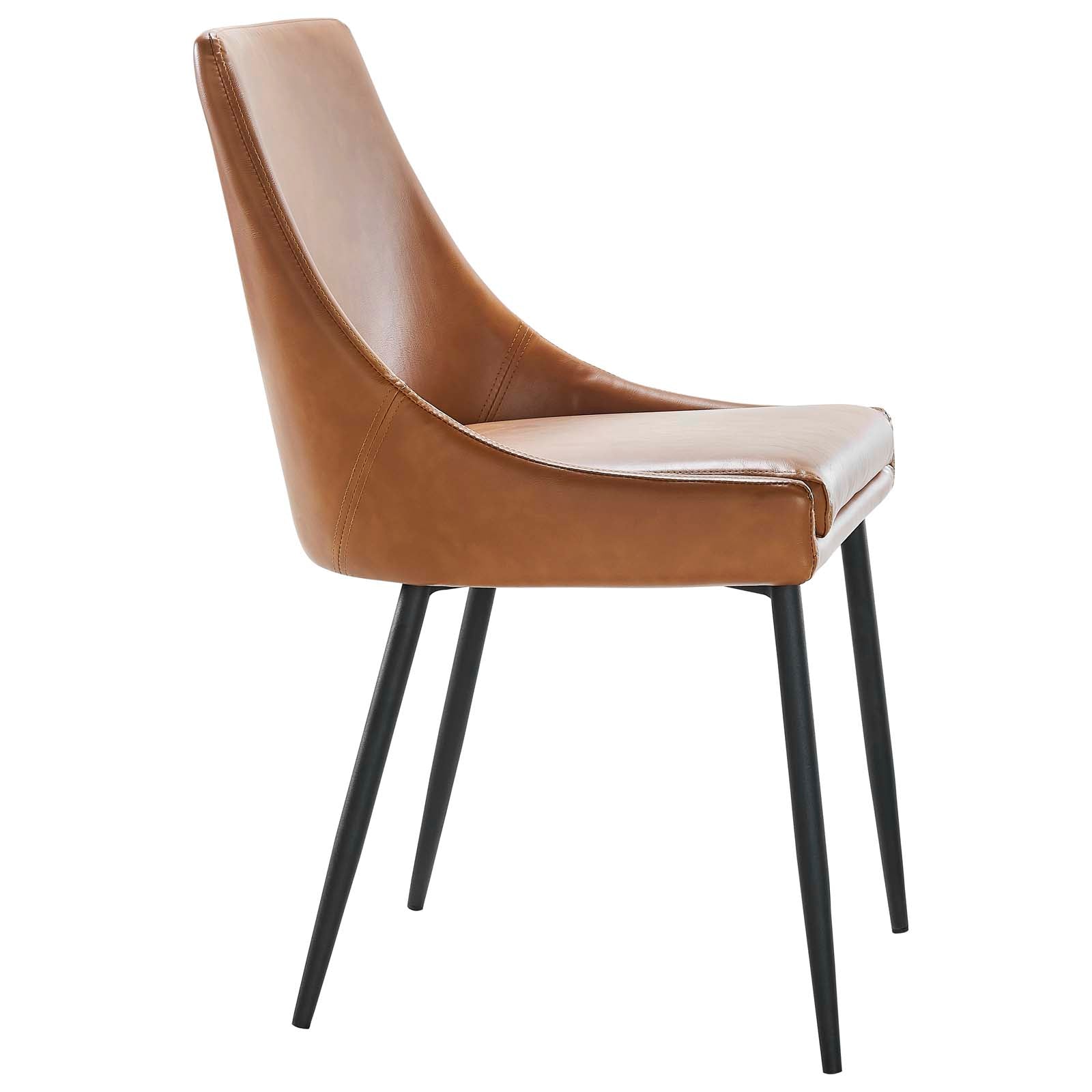 Modway Dining Chairs - Viscount Vegan Leather Dining Chairs - Set Of 2 Black Tan
