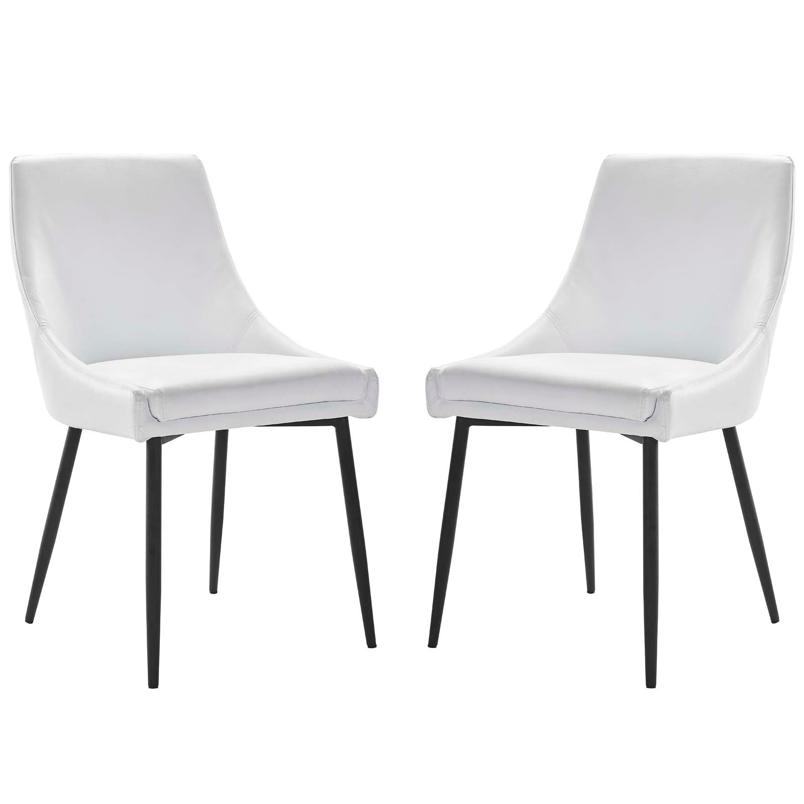 Modway Dining Chairs - Viscount Vegan Leather Dining Chairs - Set Of 2 Black White