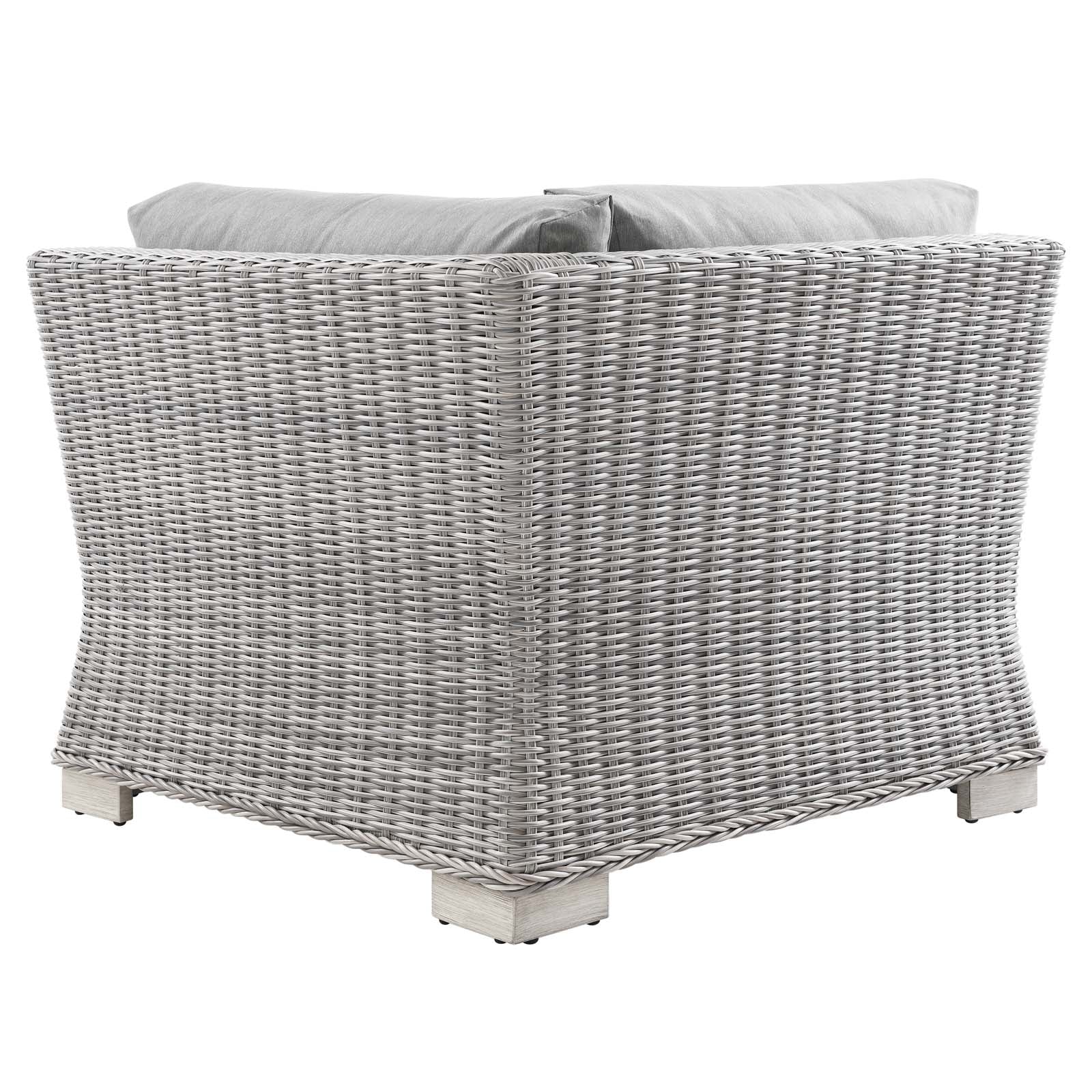 Modway Outdoor Chairs - Conway Outdoor Patio Wicker Rattan Corner Chair Light Gray