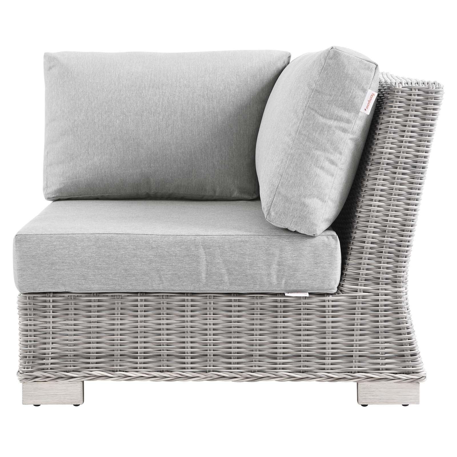 Modway Outdoor Chairs - Conway Outdoor Patio Wicker Rattan Corner Chair Light Gray
