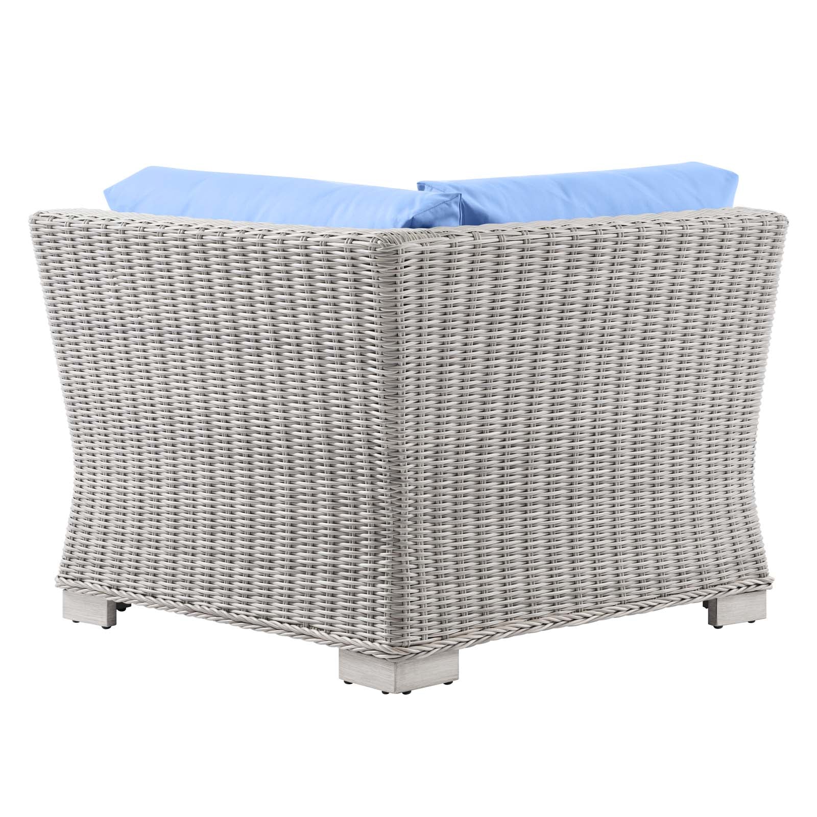 Modway Outdoor Chairs - Conway Outdoor Patio Wicker Rattan Corner Chair Light Gray Light Blue