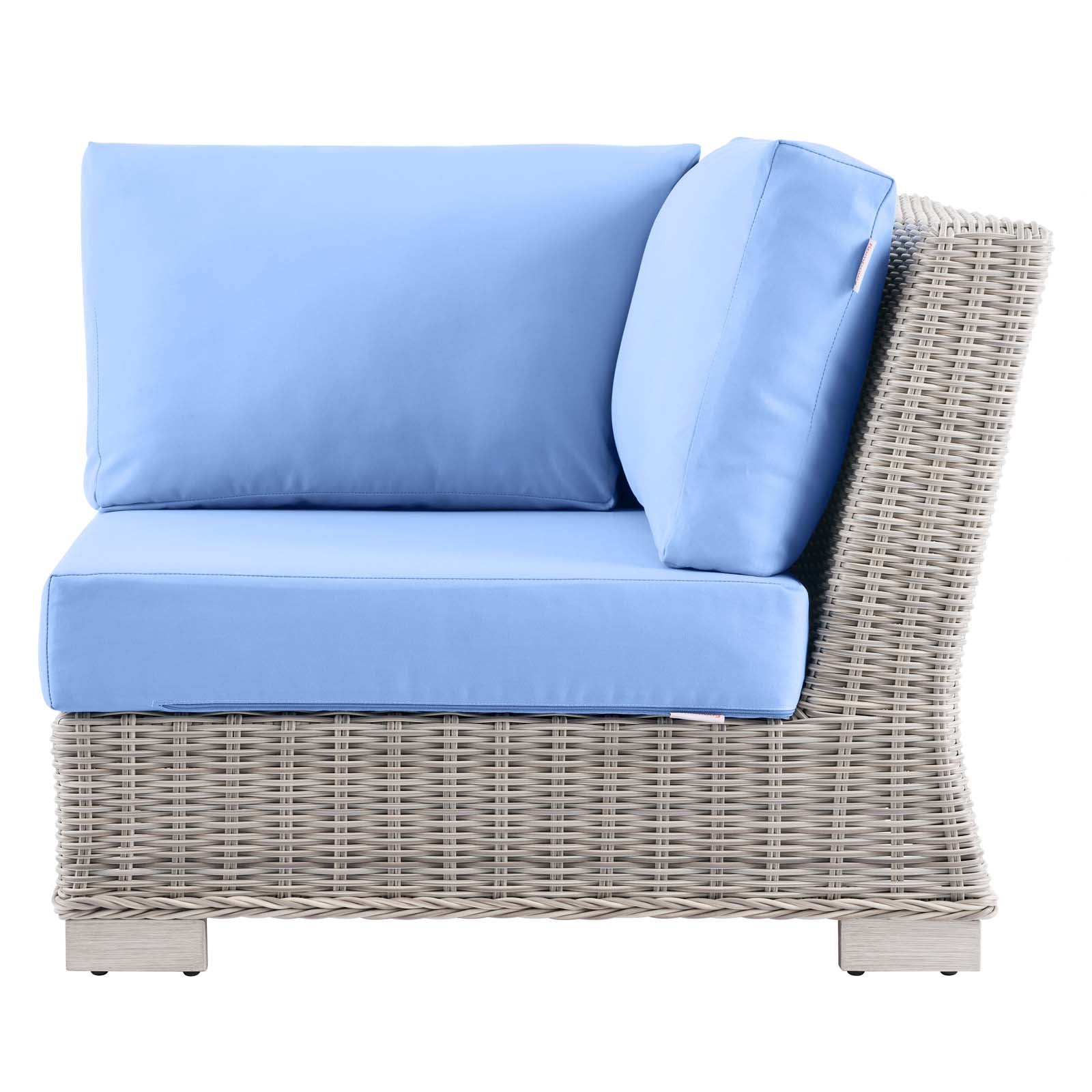 Modway Outdoor Chairs - Conway Outdoor Patio Wicker Rattan Corner Chair Light Gray Light Blue