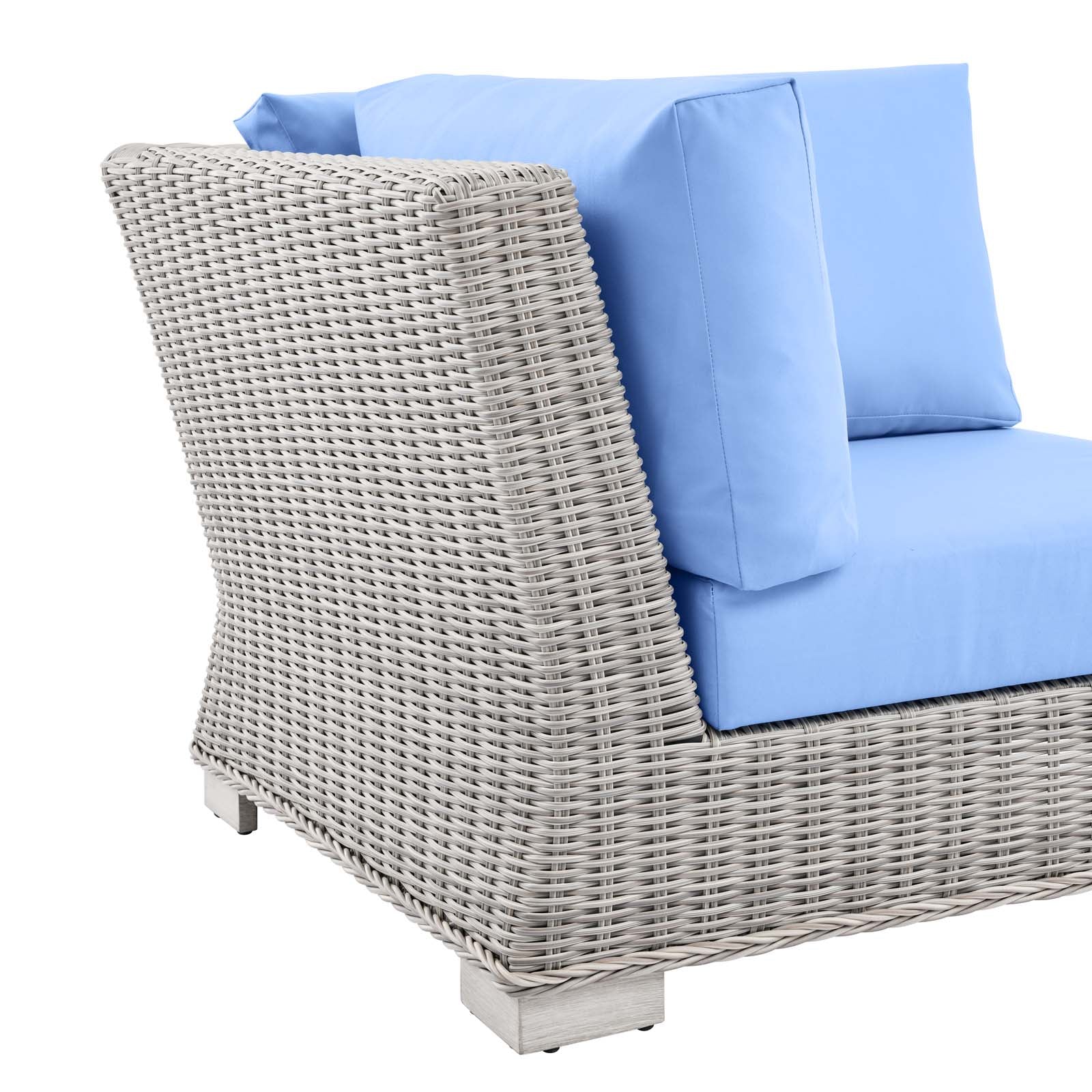 Modway Outdoor Chairs - Conway Outdoor Patio Wicker Rattan Corner Chair Light Gray Light Blue