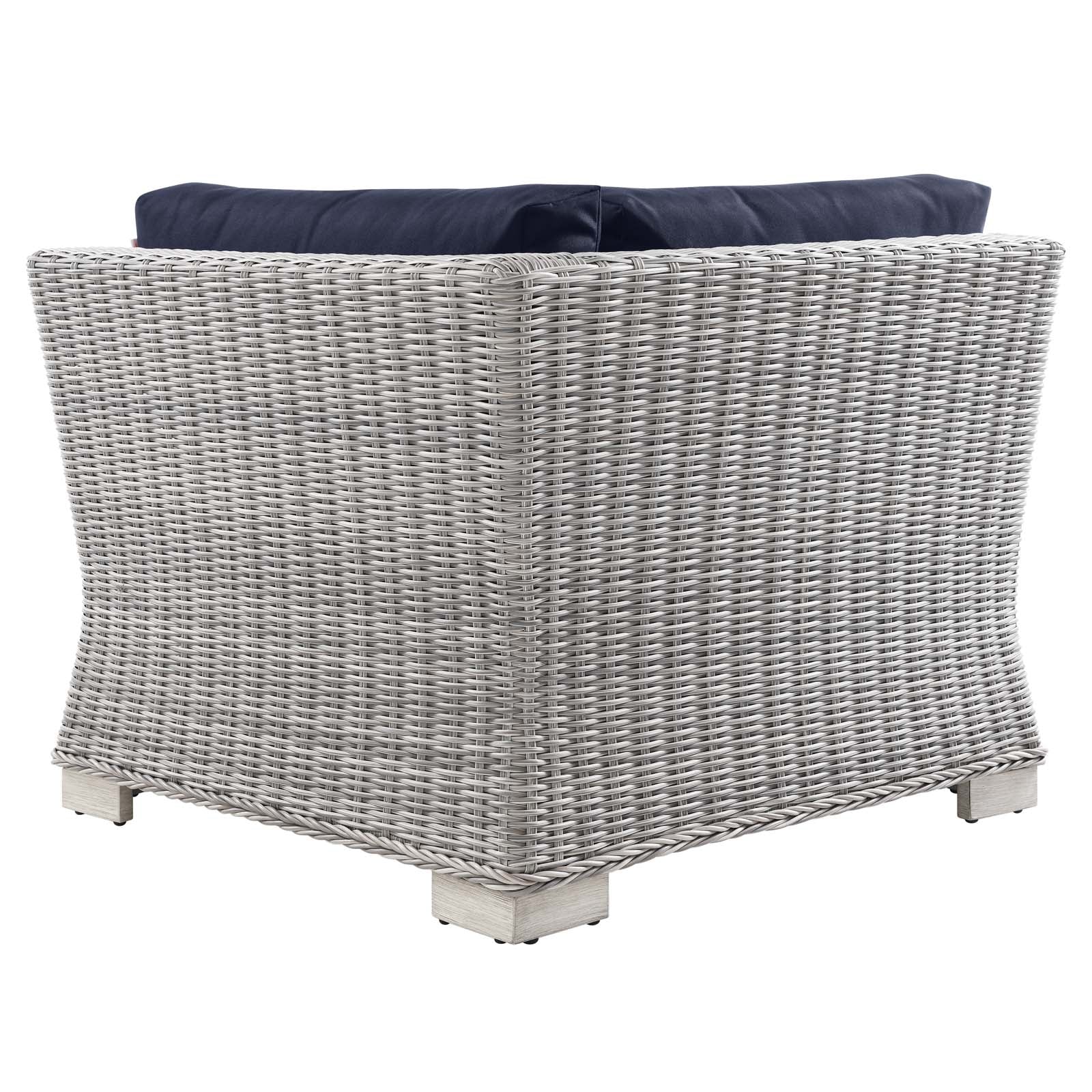 Modway Outdoor Chairs - Conway Outdoor Patio Wicker Rattan Corner Chair Light Gray Navy