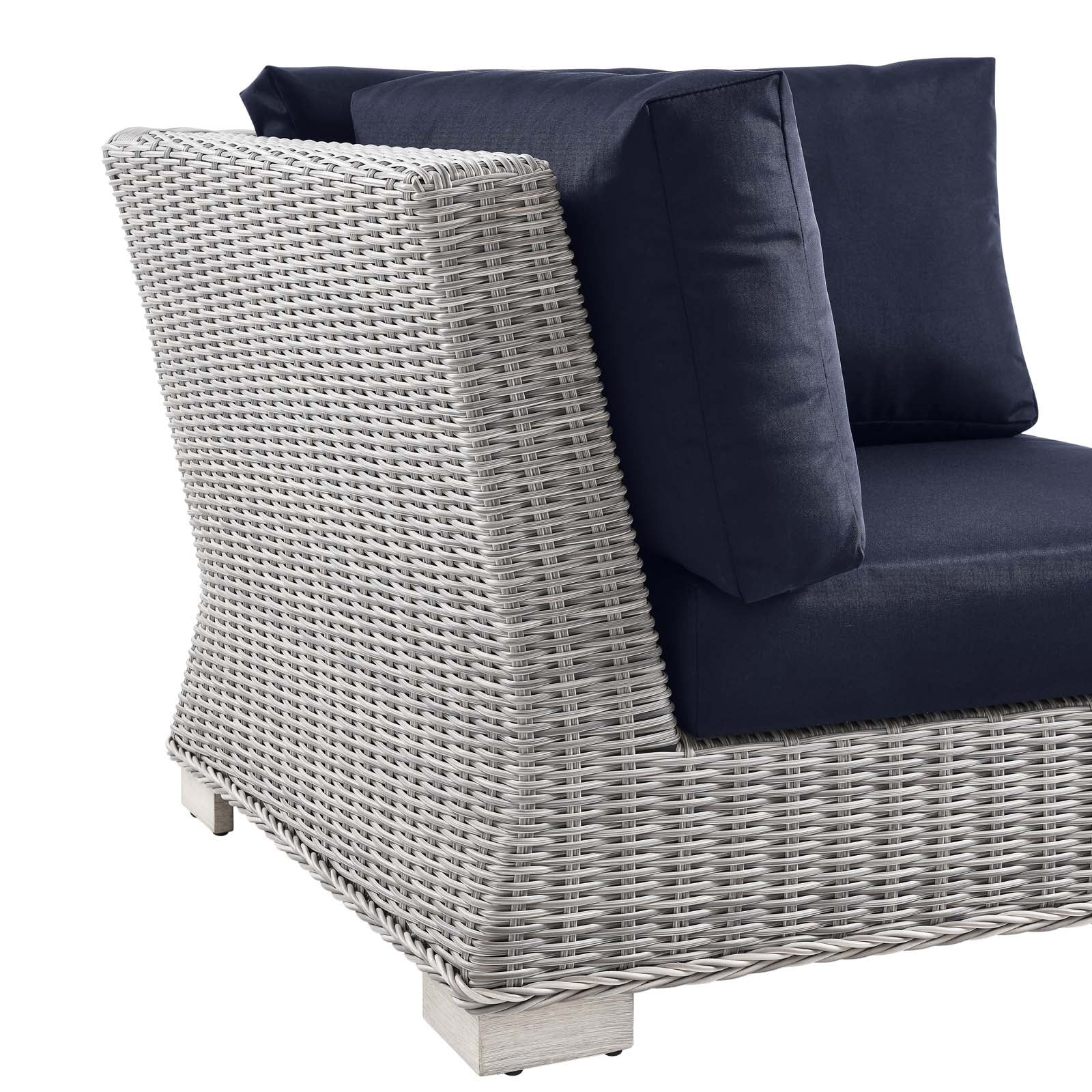 Modway Outdoor Chairs - Conway Outdoor Patio Wicker Rattan Corner Chair Light Gray Navy