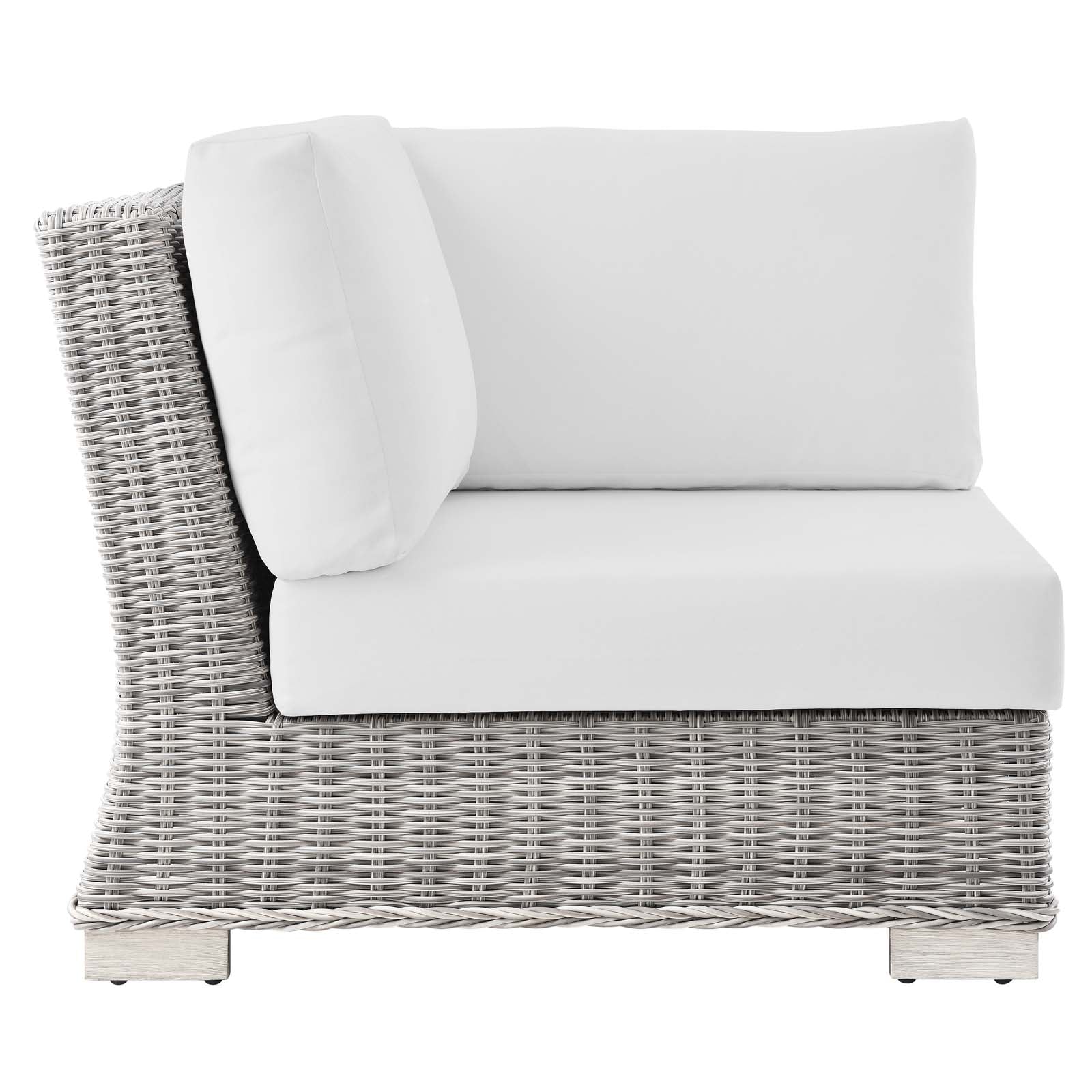 Modway Outdoor Chairs - Conway Outdoor Patio Wicker Rattan Corner Chair Light Gray White