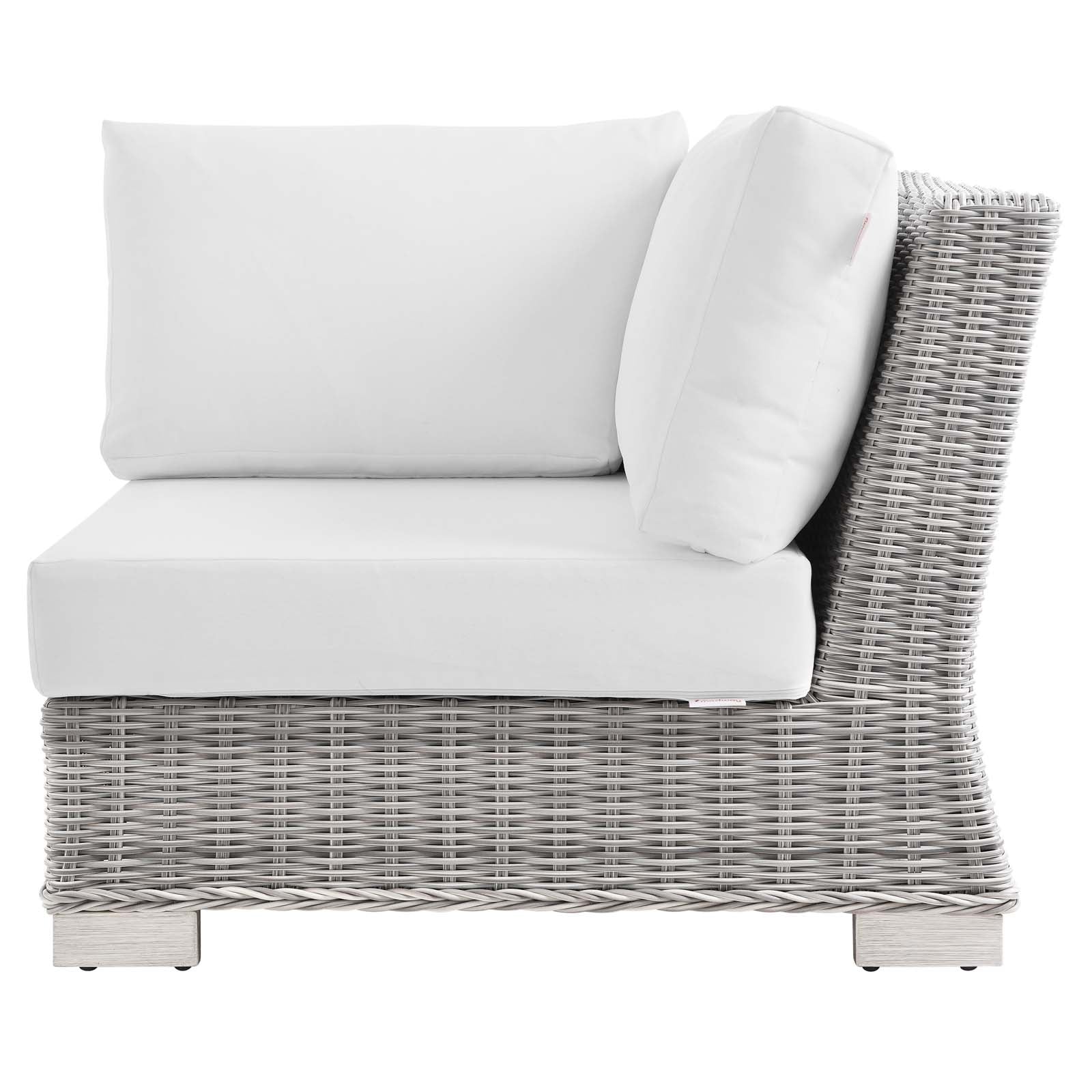 Modway Outdoor Chairs - Conway Outdoor Patio Wicker Rattan Corner Chair Light Gray White