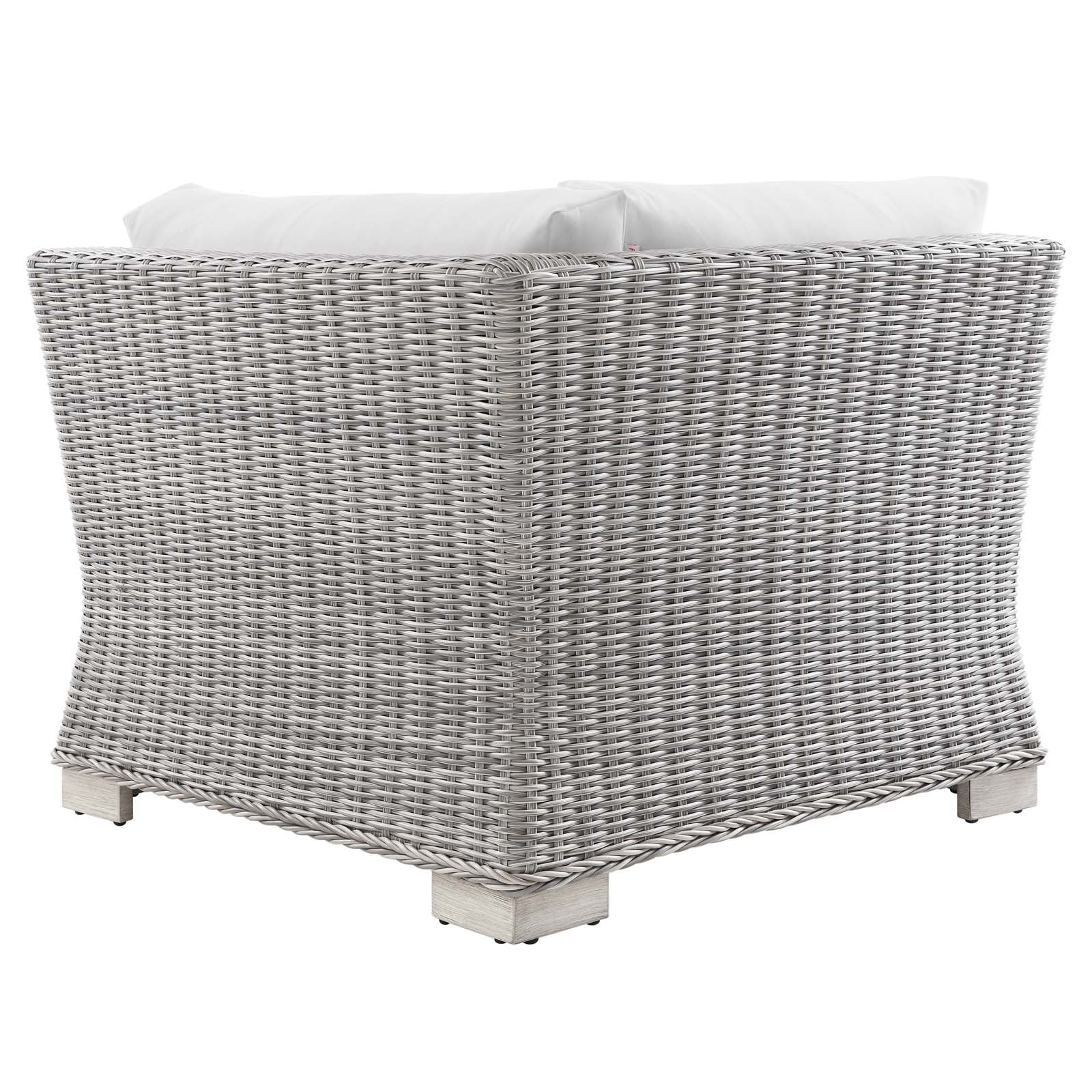 Modway Outdoor Chairs - Conway Outdoor Patio Wicker Rattan Corner Chair Light Gray White