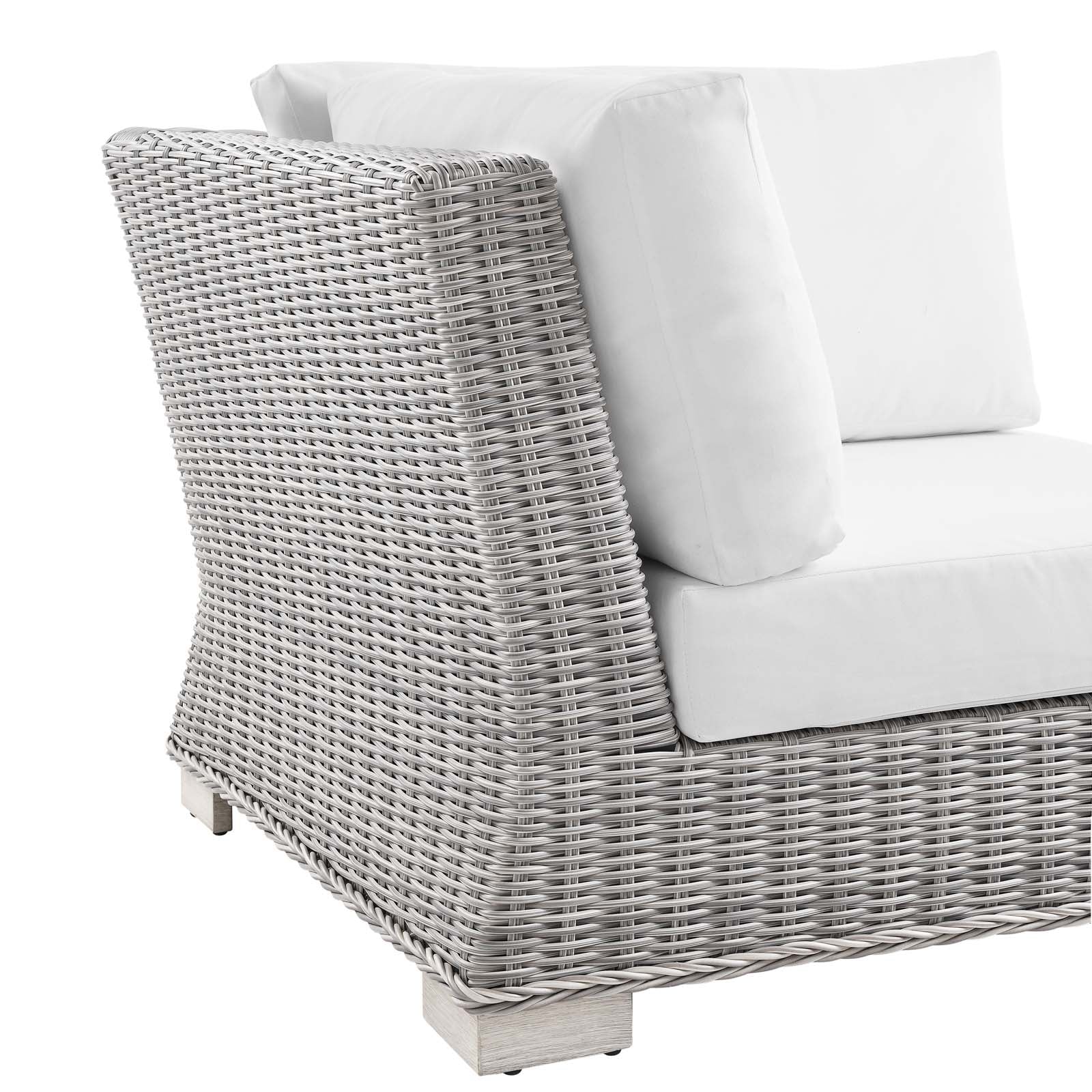 Modway Outdoor Chairs - Conway Outdoor Patio Wicker Rattan Corner Chair Light Gray White