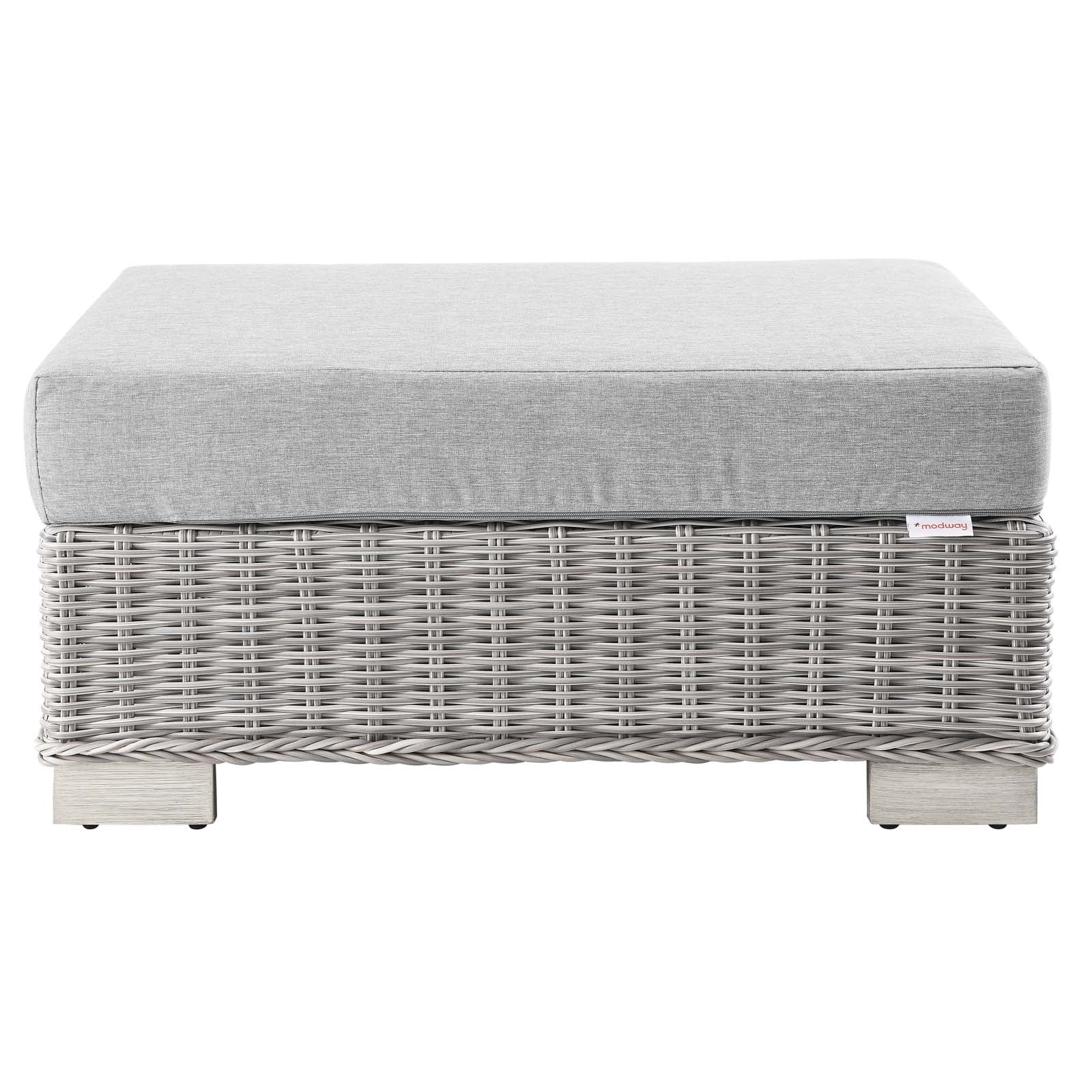 Modway Outdoor Ottomans - Conway Outdoor Patio Wicker Rattan Ottoman Light Gray