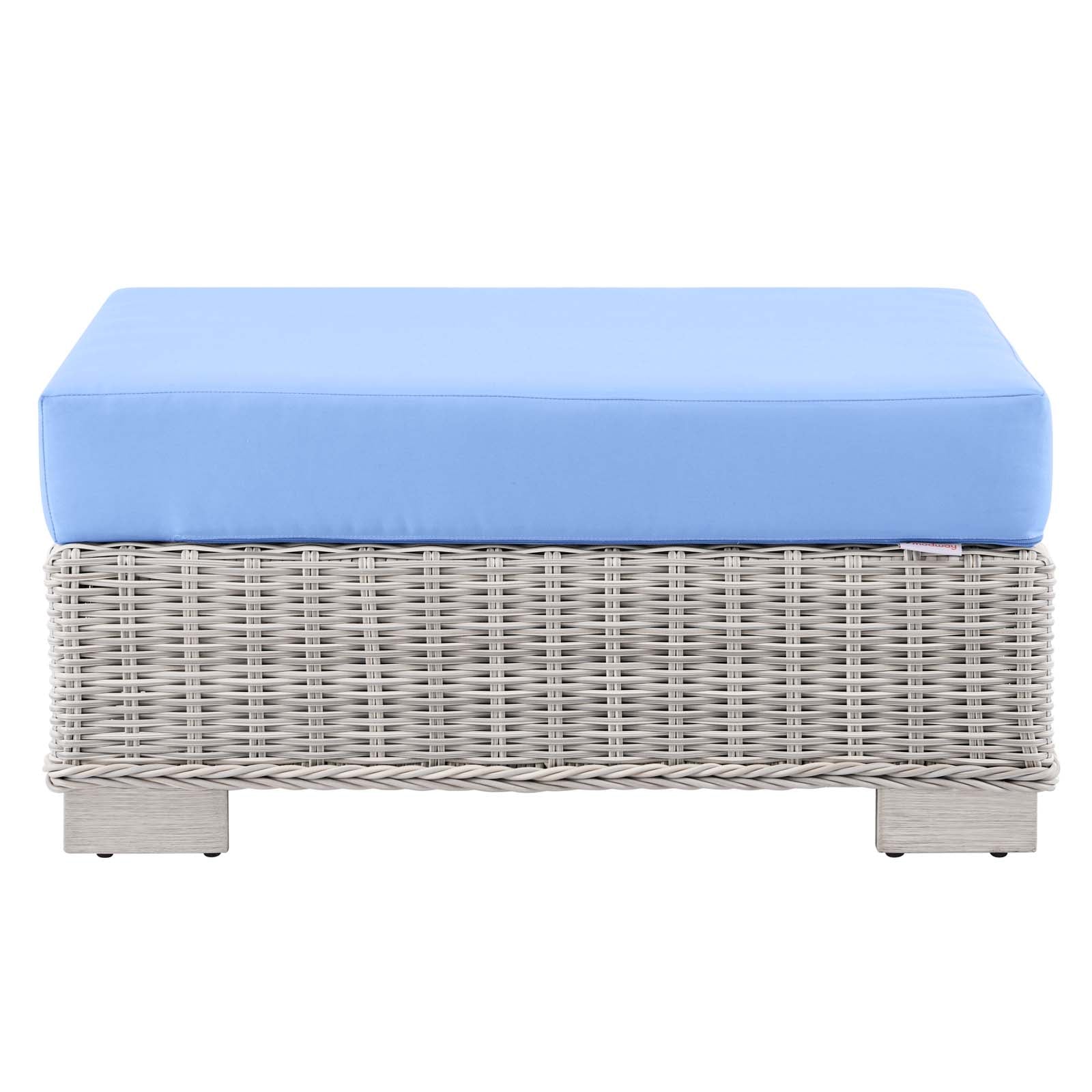 Modway Outdoor Ottomans - Conway Outdoor Patio Wicker Rattan Ottoman Light Gray Light Blue