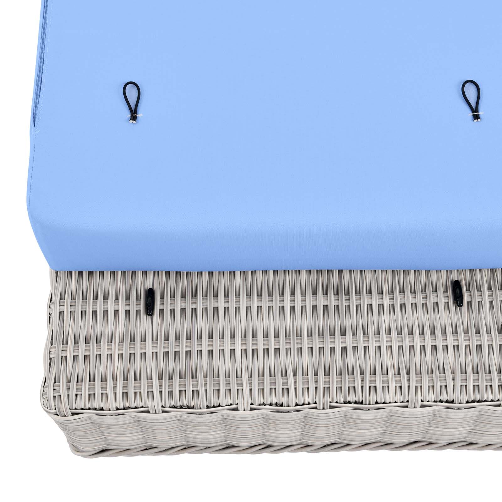 Modway Outdoor Ottomans - Conway Outdoor Patio Wicker Rattan Ottoman Light Gray Light Blue