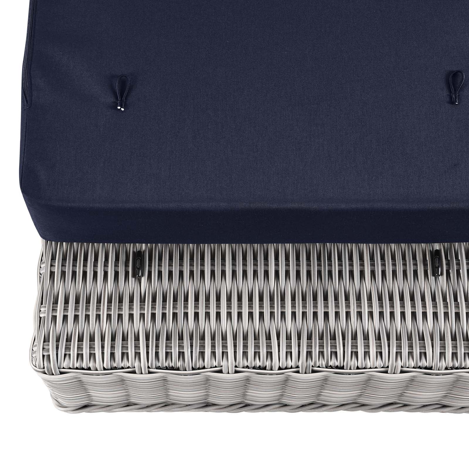 Modway Outdoor Ottomans - Conway Outdoor Patio Wicker Rattan Ottoman Light Gray Navy