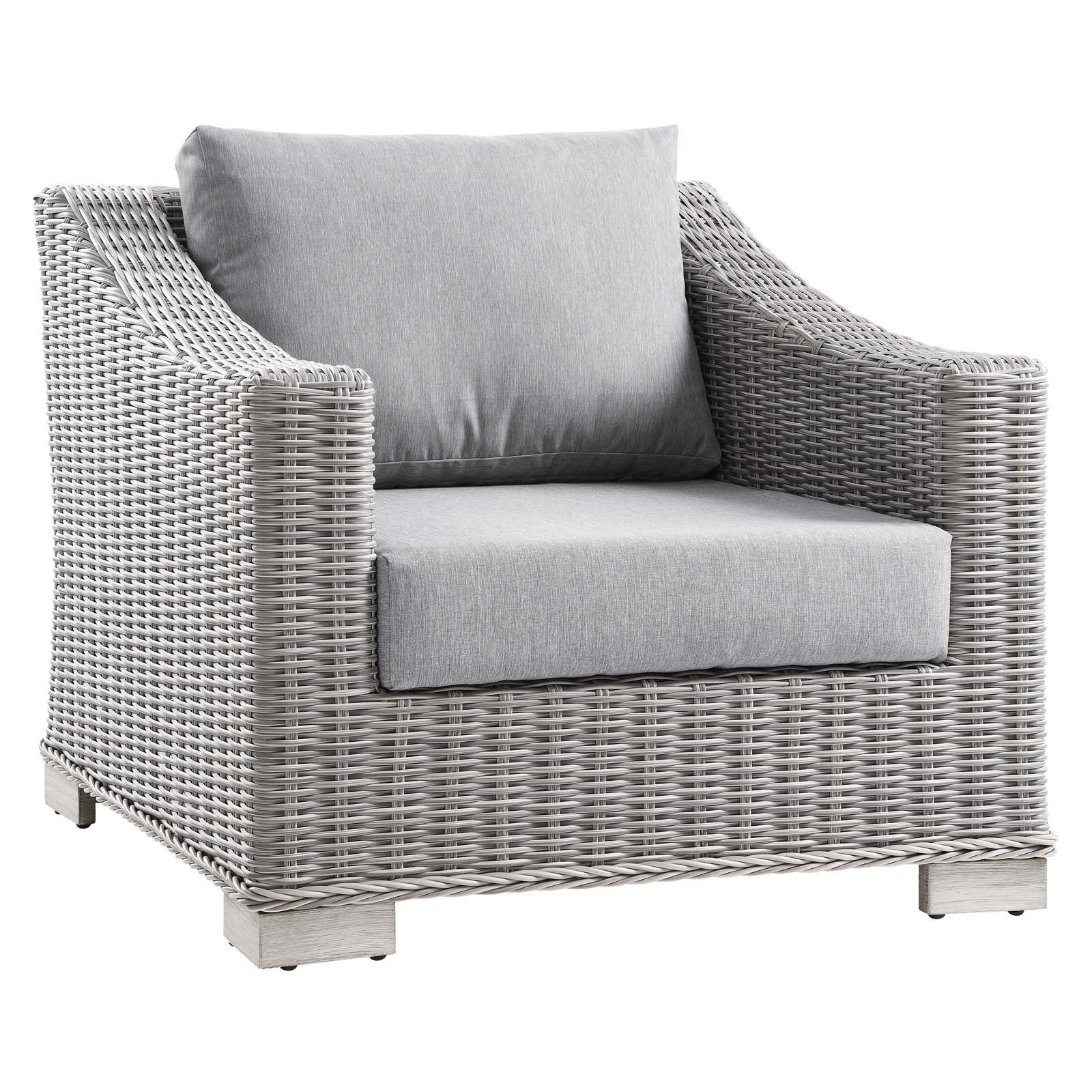 Modway Outdoor Chairs - Conway Outdoor Patio Wicker Rattan Armchair Light Gray