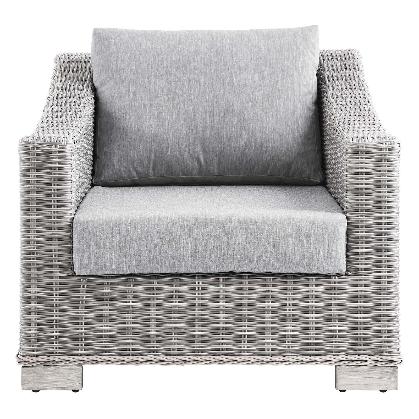 Modway Outdoor Chairs - Conway Outdoor Patio Wicker Rattan Armchair Light Gray