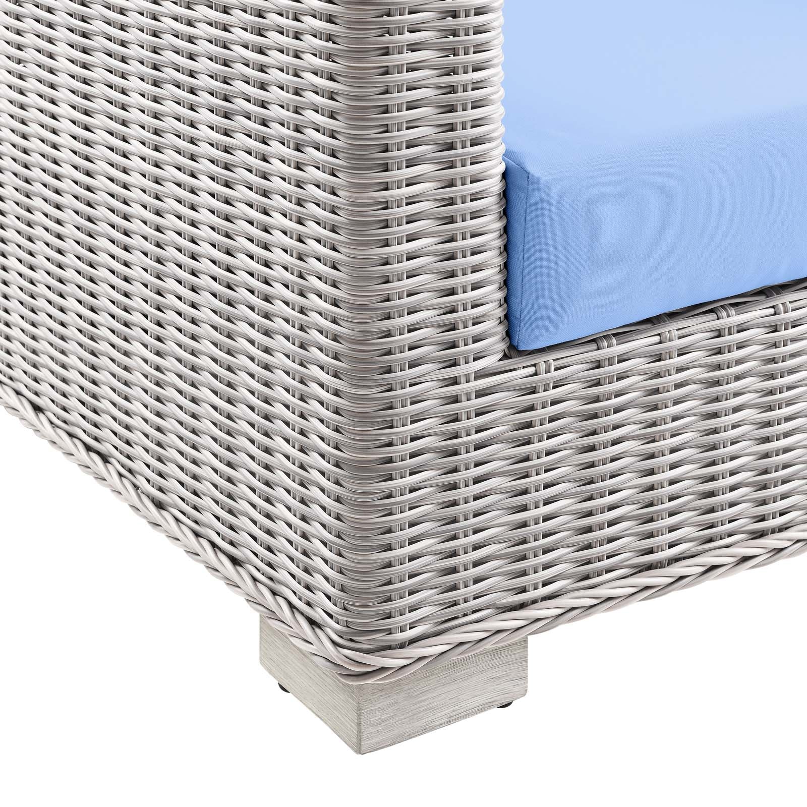 Modway Outdoor Chairs - Conway Outdoor Patio Wicker Rattan Armchair Light Gray Light Blue