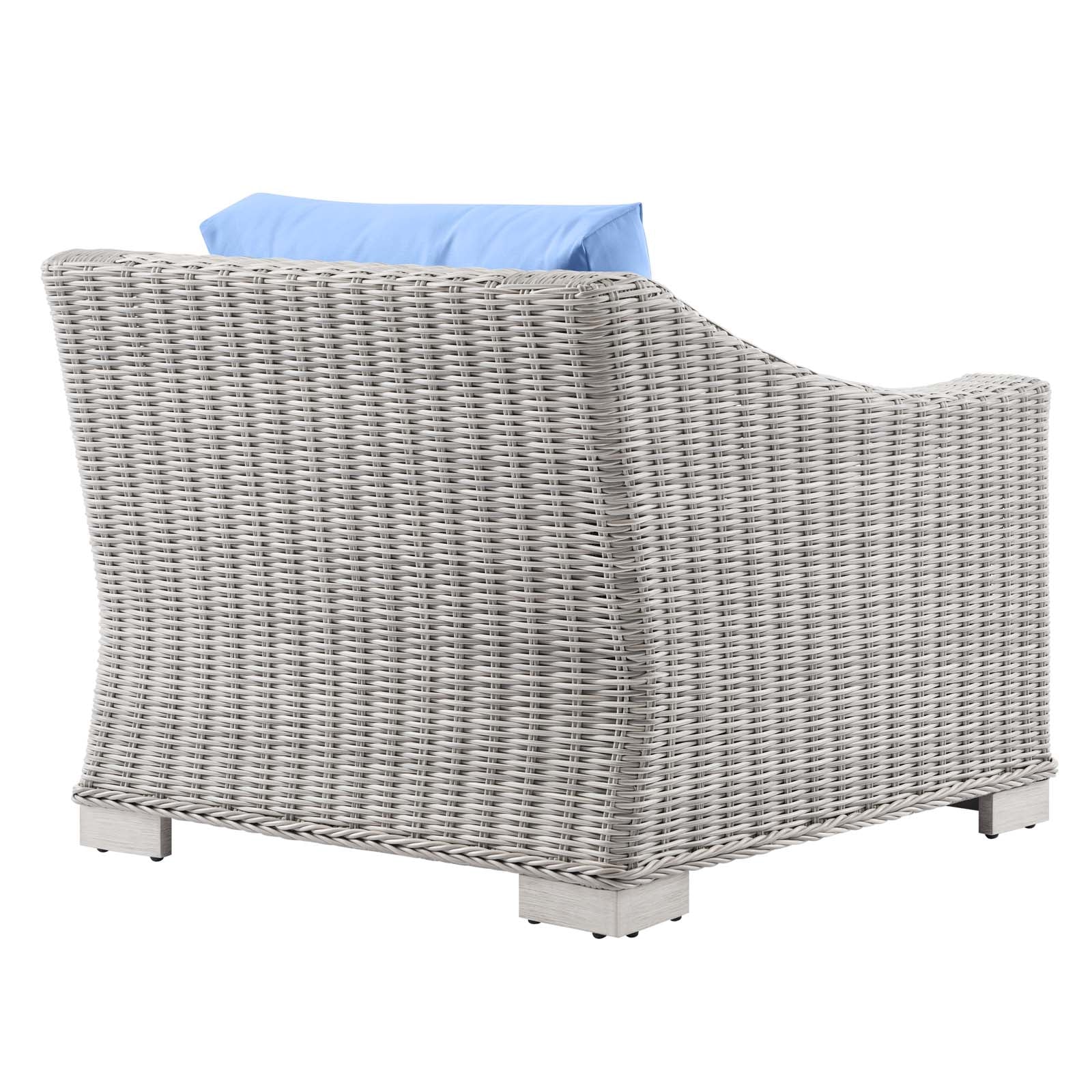 Modway Outdoor Chairs - Conway Outdoor Patio Wicker Rattan Armchair Light Gray Light Blue