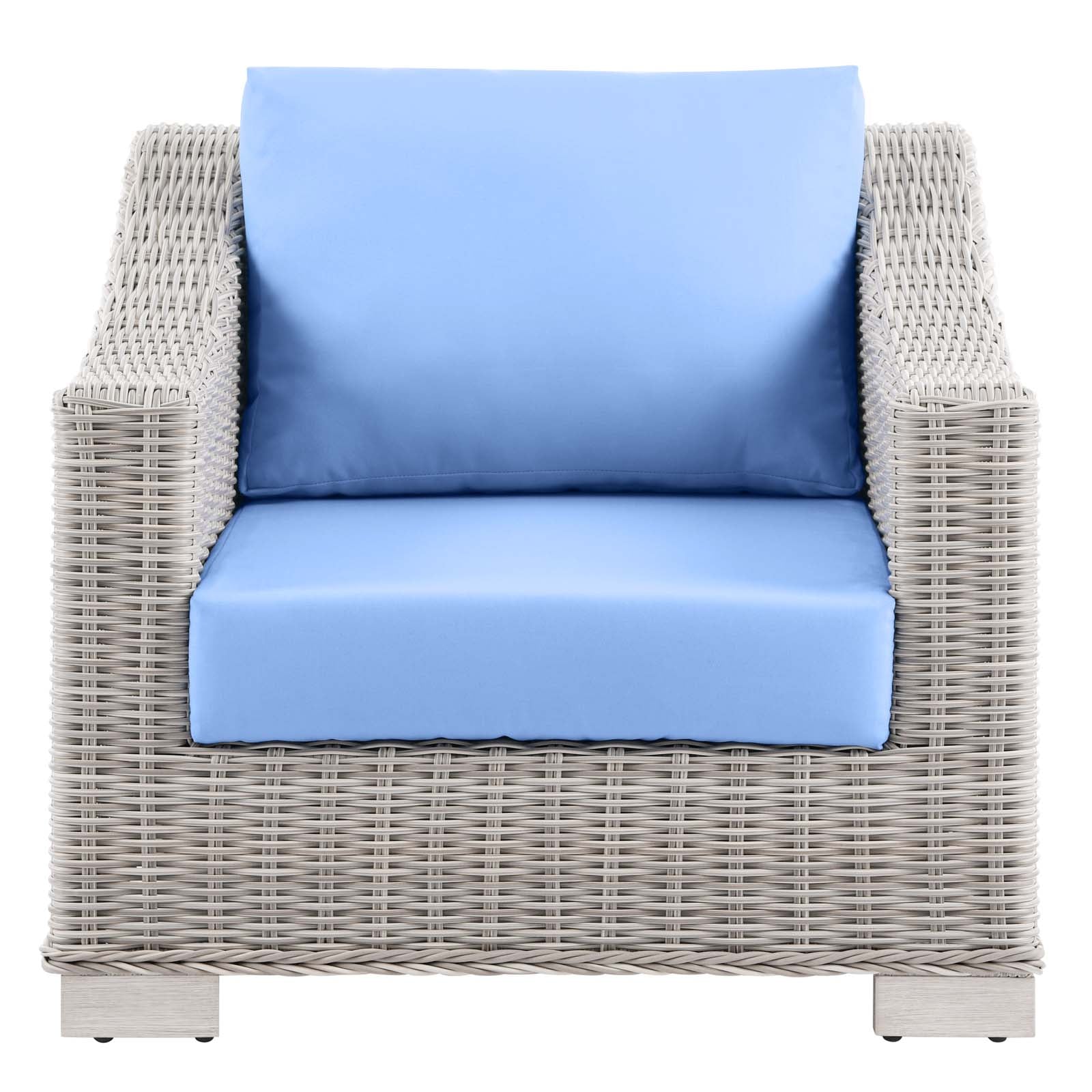 Modway Outdoor Chairs - Conway Outdoor Patio Wicker Rattan Armchair Light Gray Light Blue