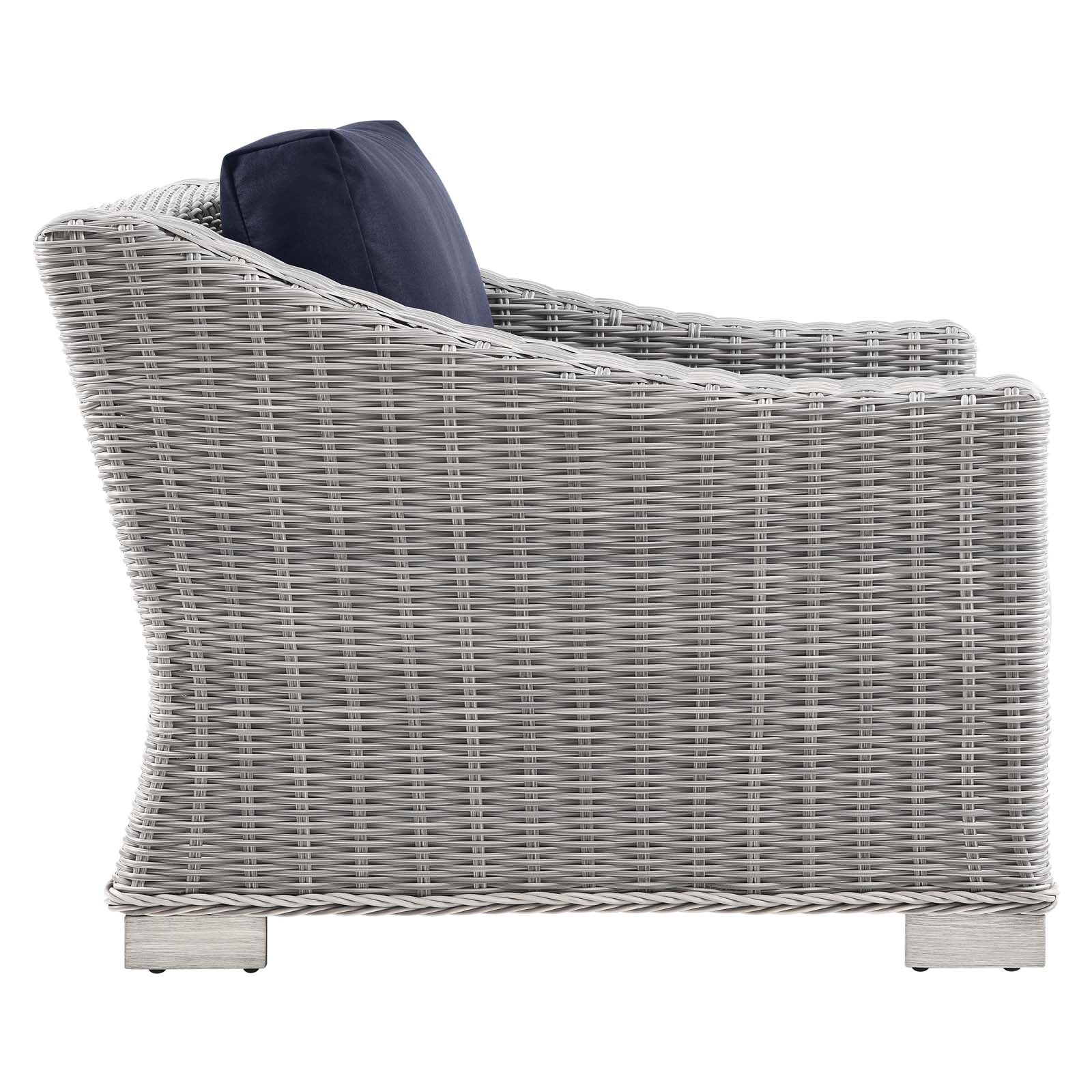 Modway Outdoor Chairs - Conway Outdoor Patio Wicker Rattan Armchair Light Gray Navy