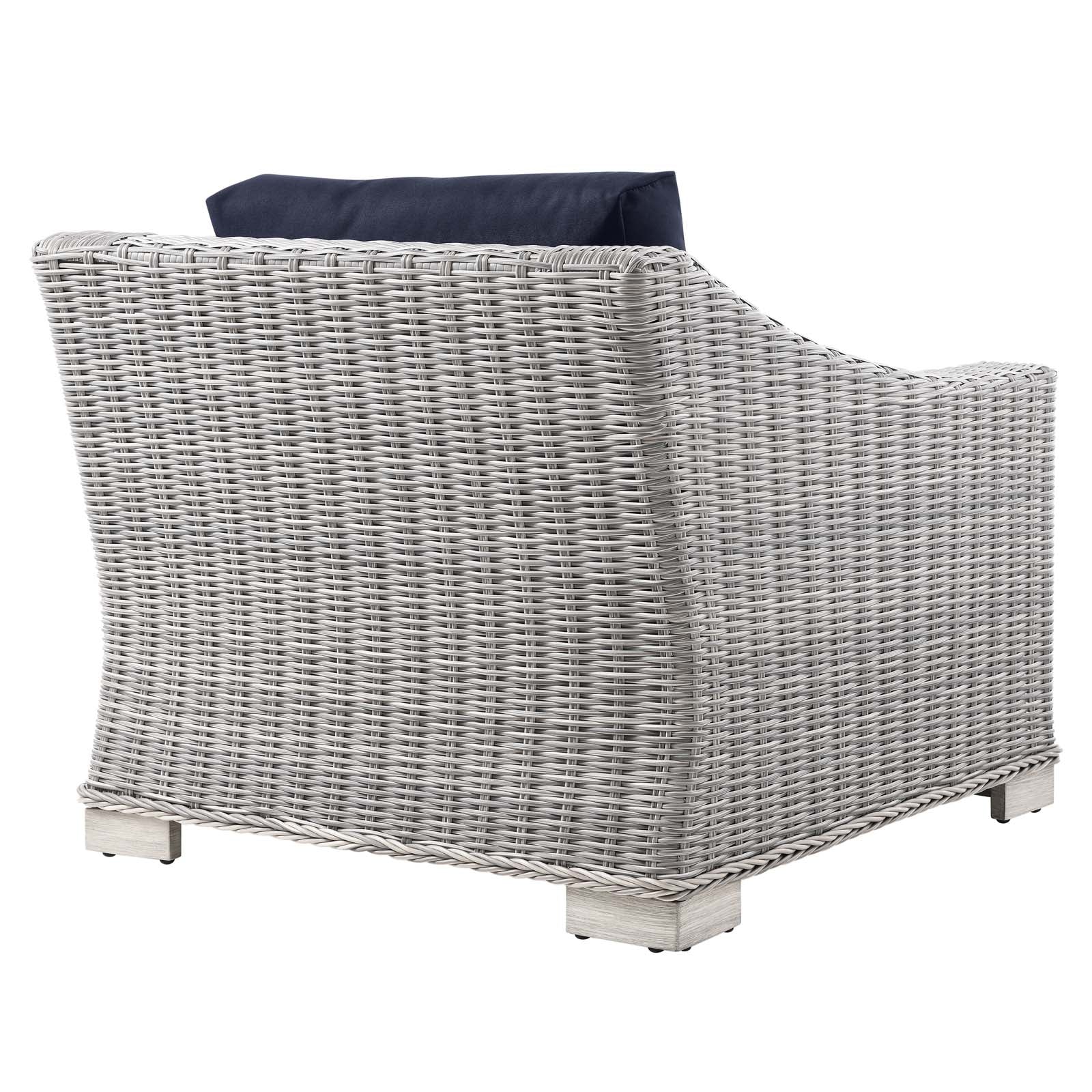 Modway Outdoor Chairs - Conway Outdoor Patio Wicker Rattan Armchair Light Gray Navy