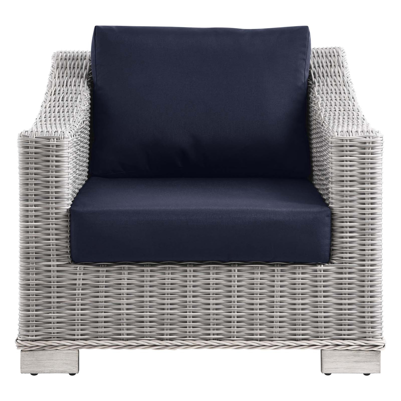 Modway Outdoor Chairs - Conway Outdoor Patio Wicker Rattan Armchair Light Gray Navy