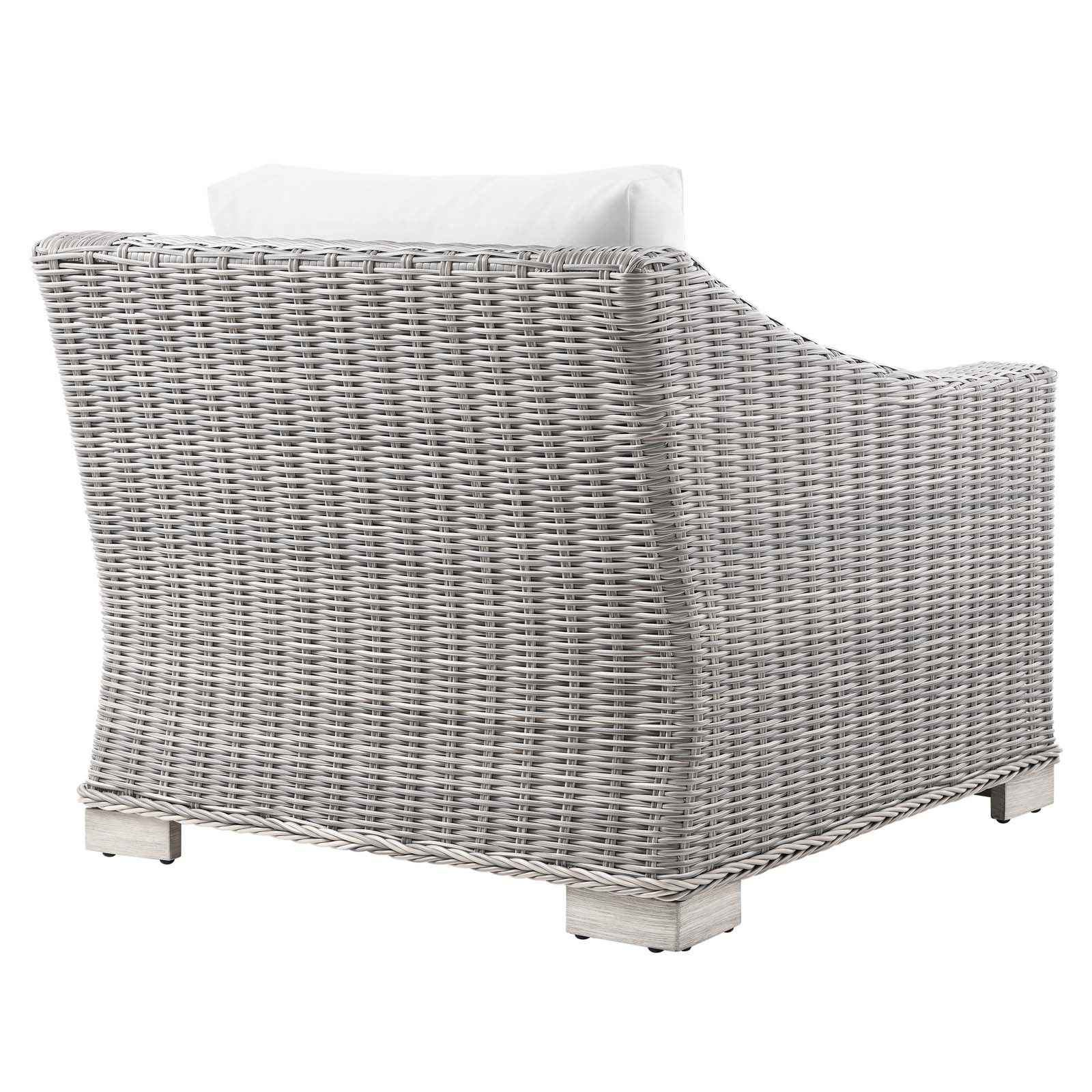 Modway Outdoor Chairs - Conway Outdoor Patio Wicker Rattan Armchair Light Gray White