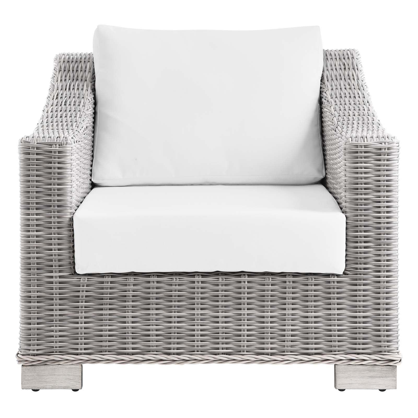 Modway Outdoor Chairs - Conway Outdoor Patio Wicker Rattan Armchair Light Gray White