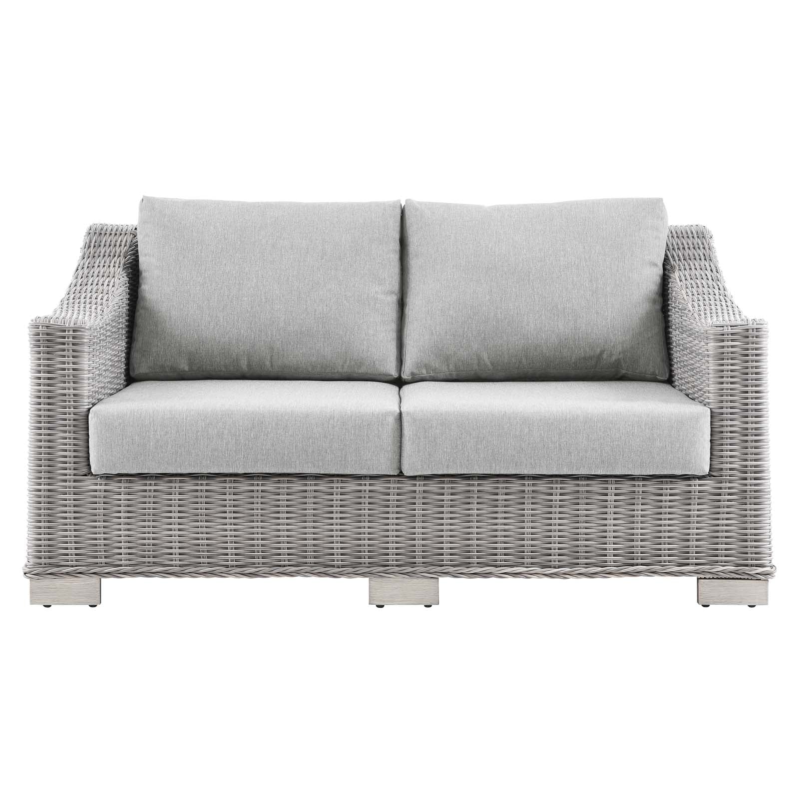 Modway Outdoor Sofas - Conway Outdoor Patio Wicker Rattan Loveseat Light Gray