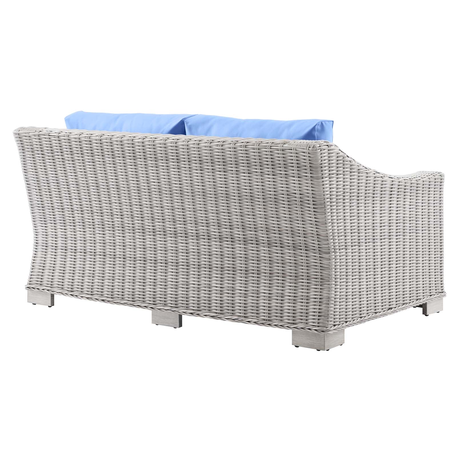 Modway Outdoor Sofas - Conway Outdoor Patio Wicker Rattan Loveseat Light Gray Light Blue